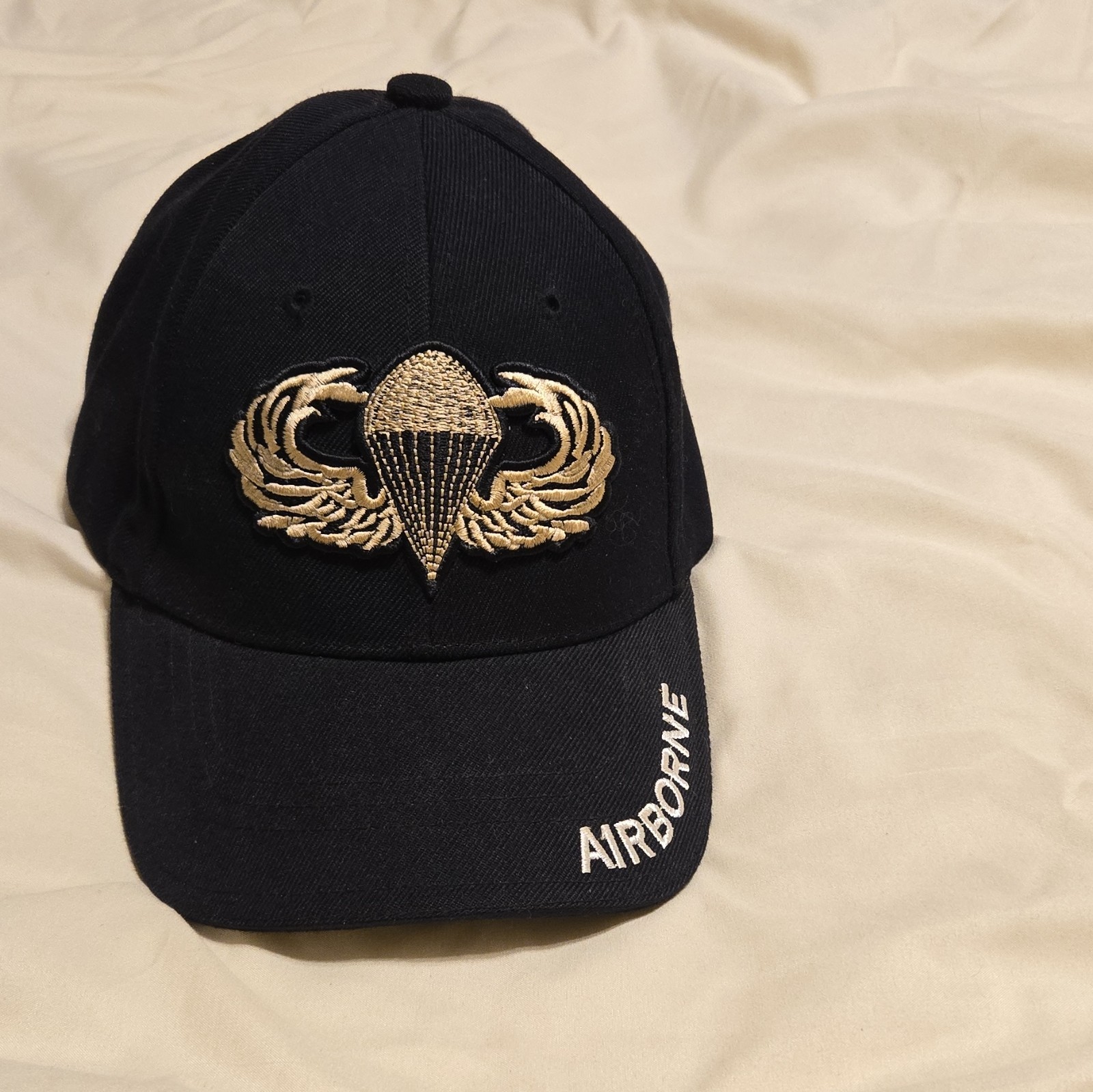 Airborne Black baseball cap Embroidered Jump Wings Acrylic  Adjustable