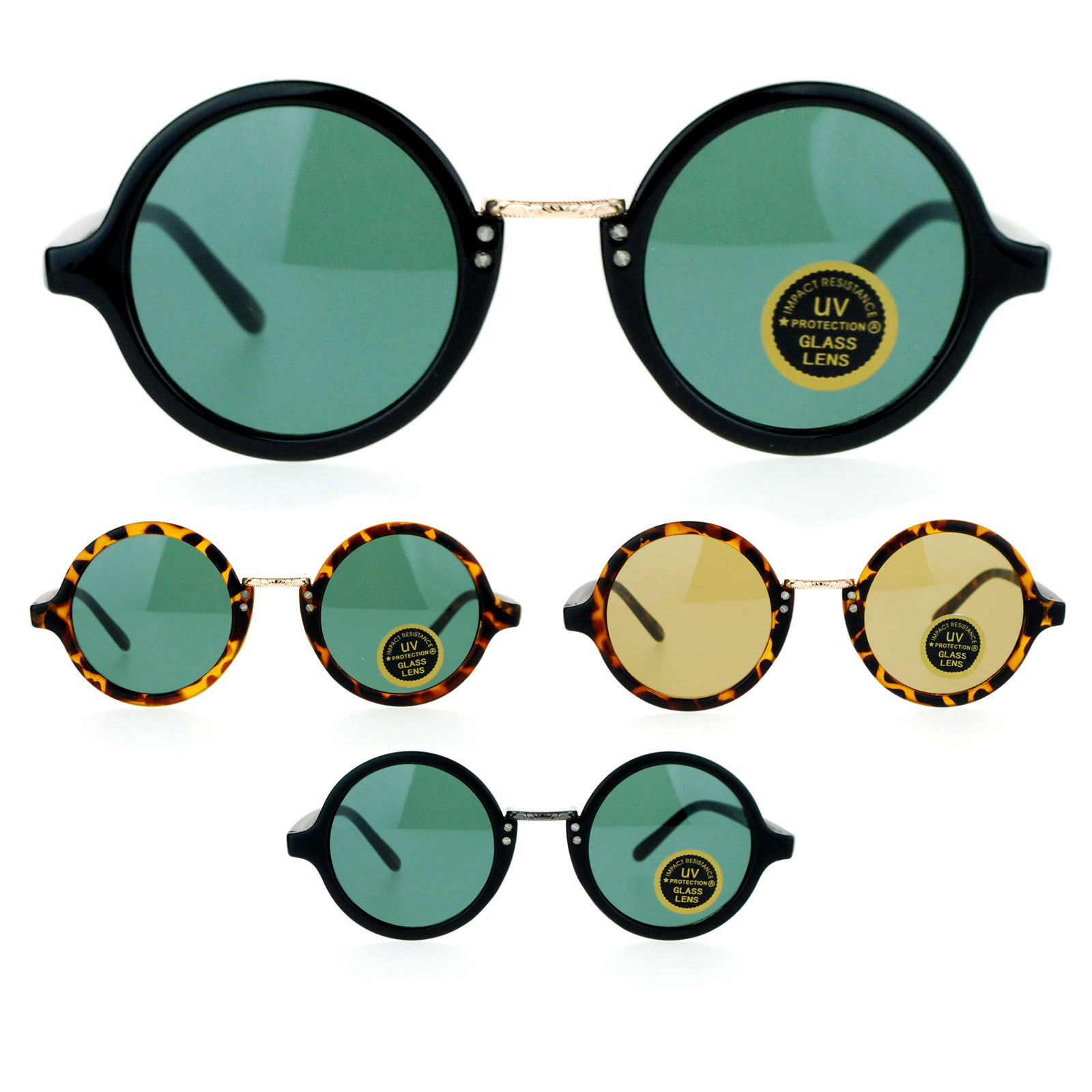 SA106 Temper Glass Shatterpoof Round Vintage Style Circle Lens Retro Sunglasses