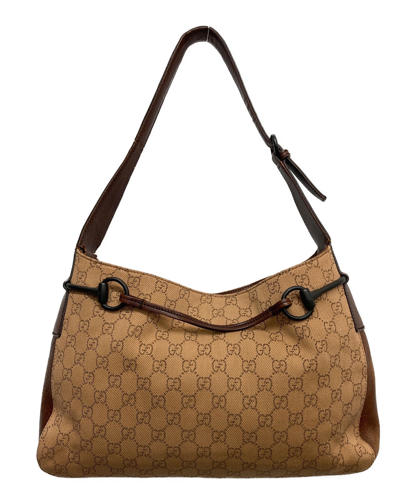 GUCCI Shoulder bag GG canvas Leather Brown Authentic From Japan