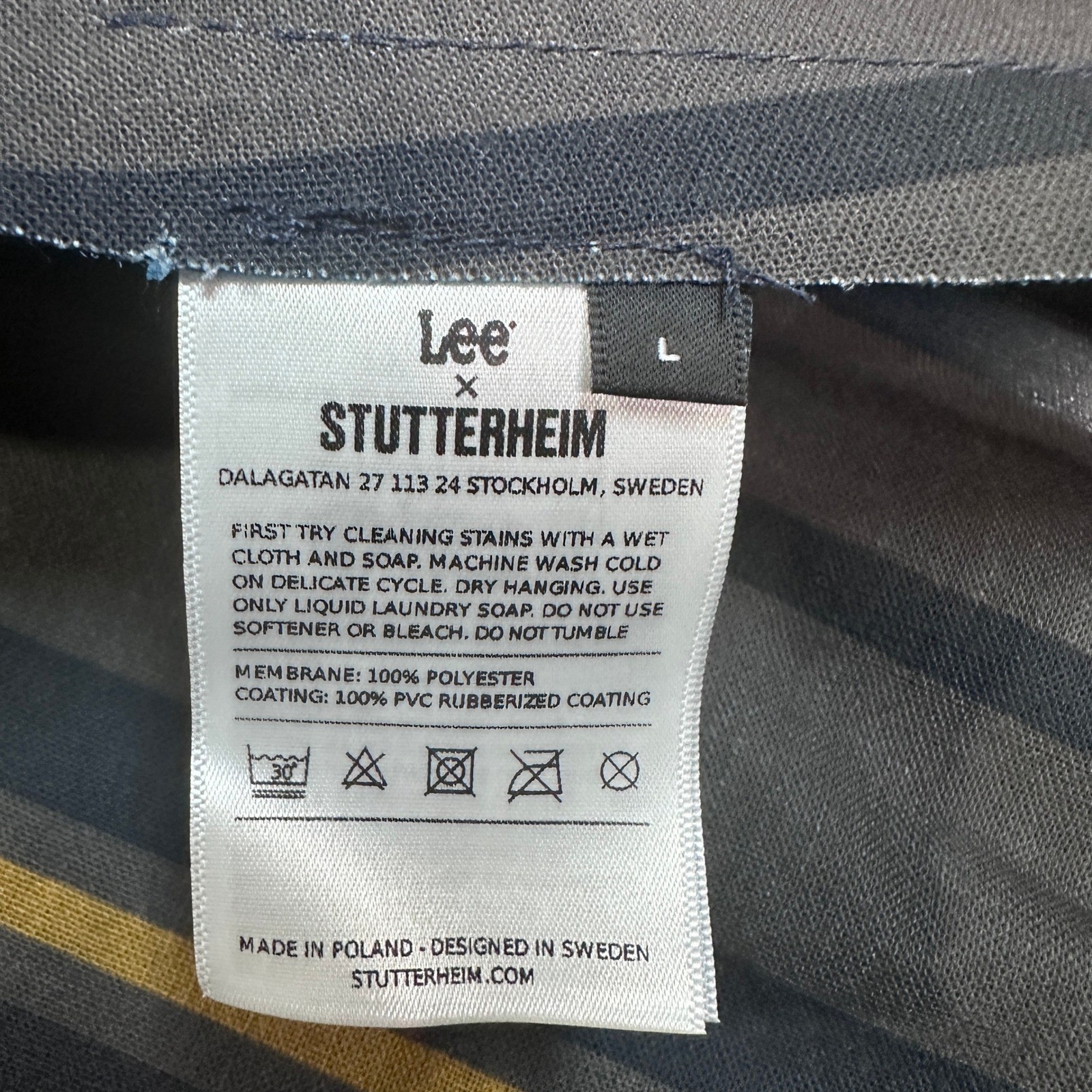 NWT Lee x Stutterheim Mens Storm Rider Jacket Aviator Navy Waterproof Raincoat L