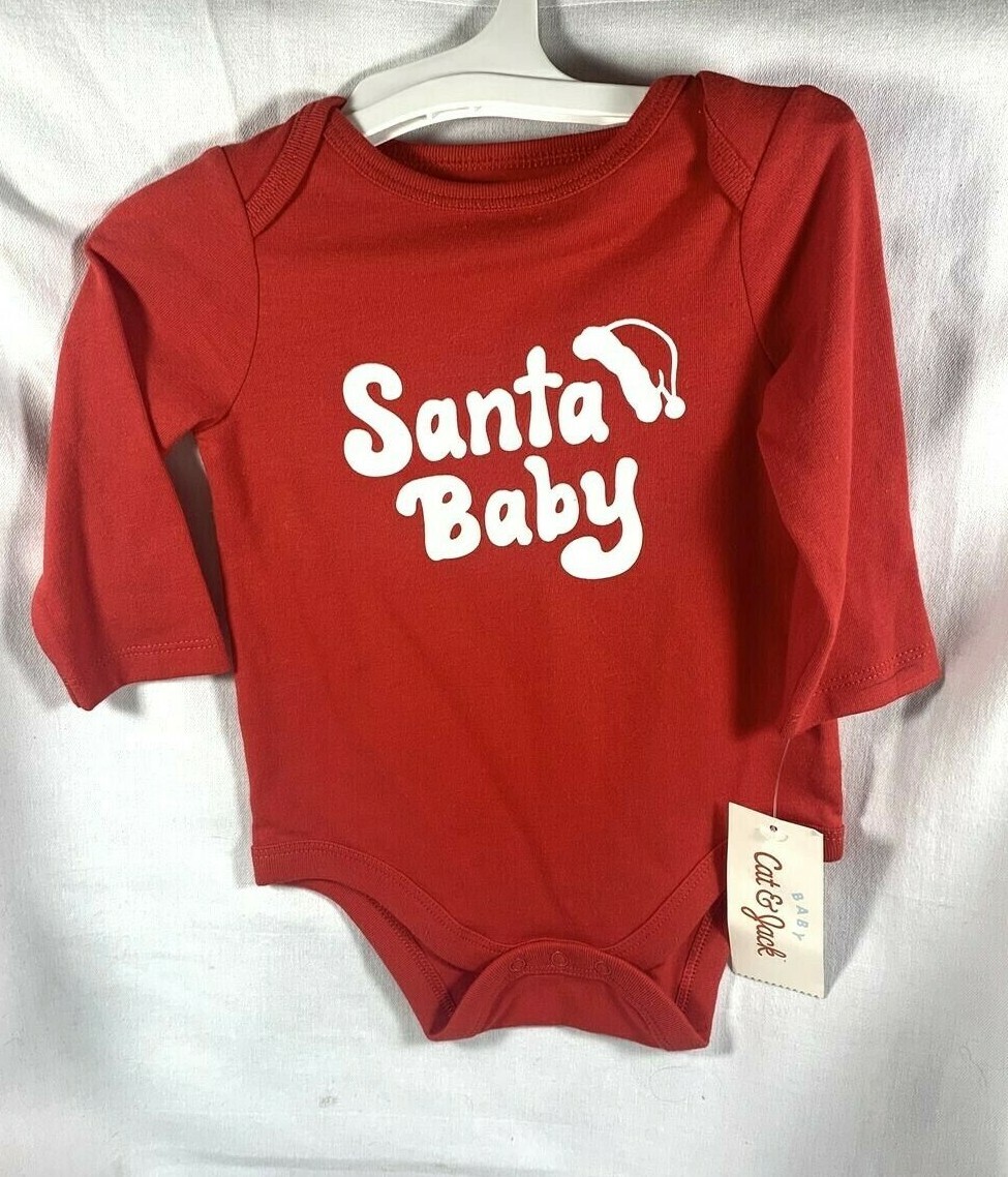 NEW CAT & JACK CHRISTMAS HOLIDAY RED SANTA BABY OUTFIT 3 – 6 MONTHS