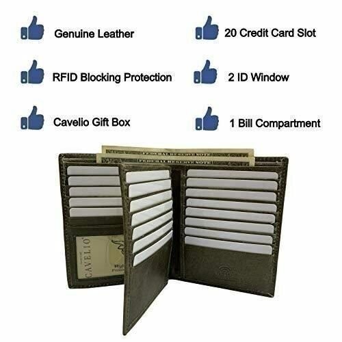 RFID Blocking Genuine Leather Bifold Hipster European Wallet For Men USA Series