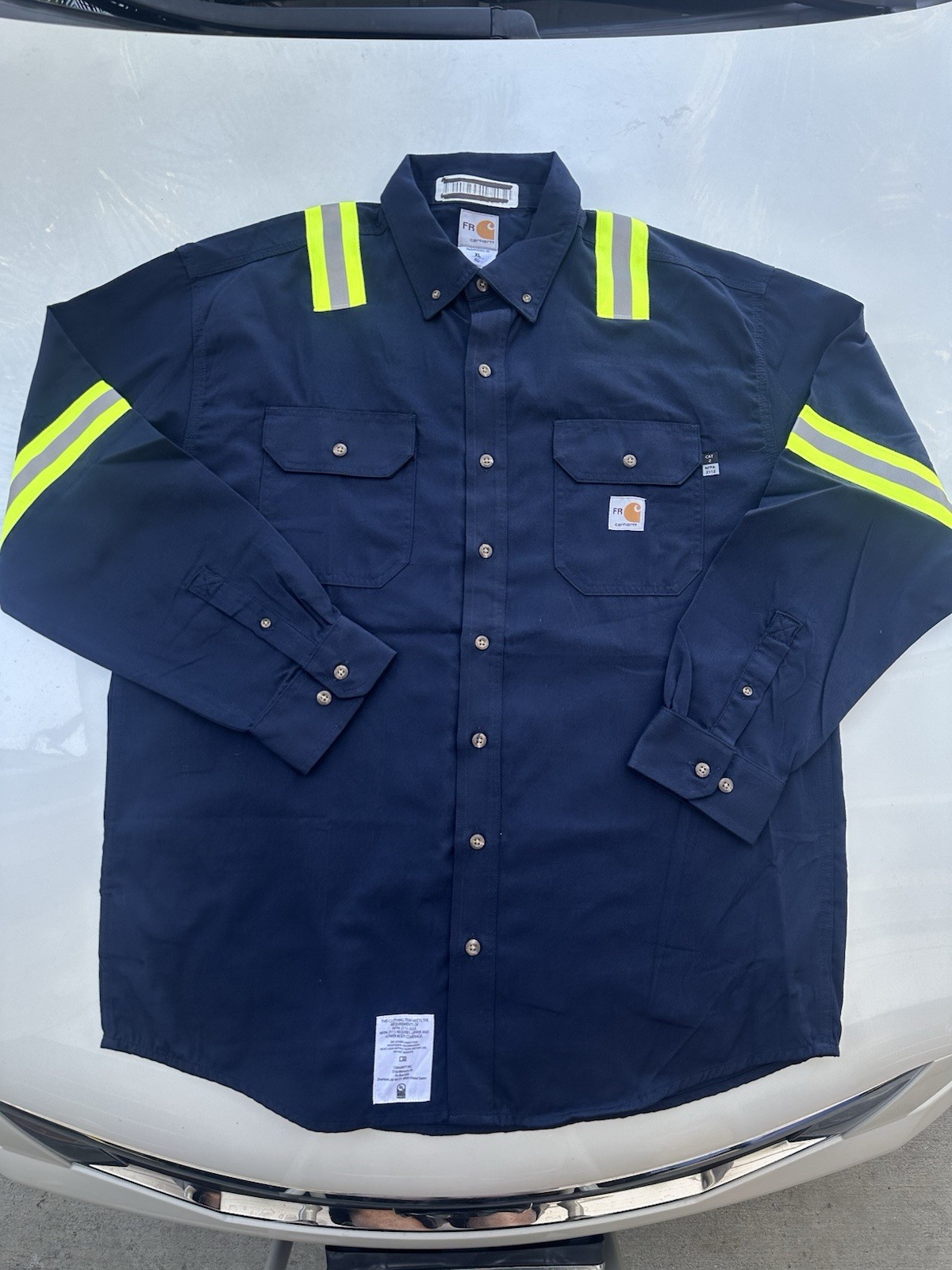 Lot Of 2 Carhartt FR Hi Visibility CAT 2 Lightweight Shirts Size Large Regular