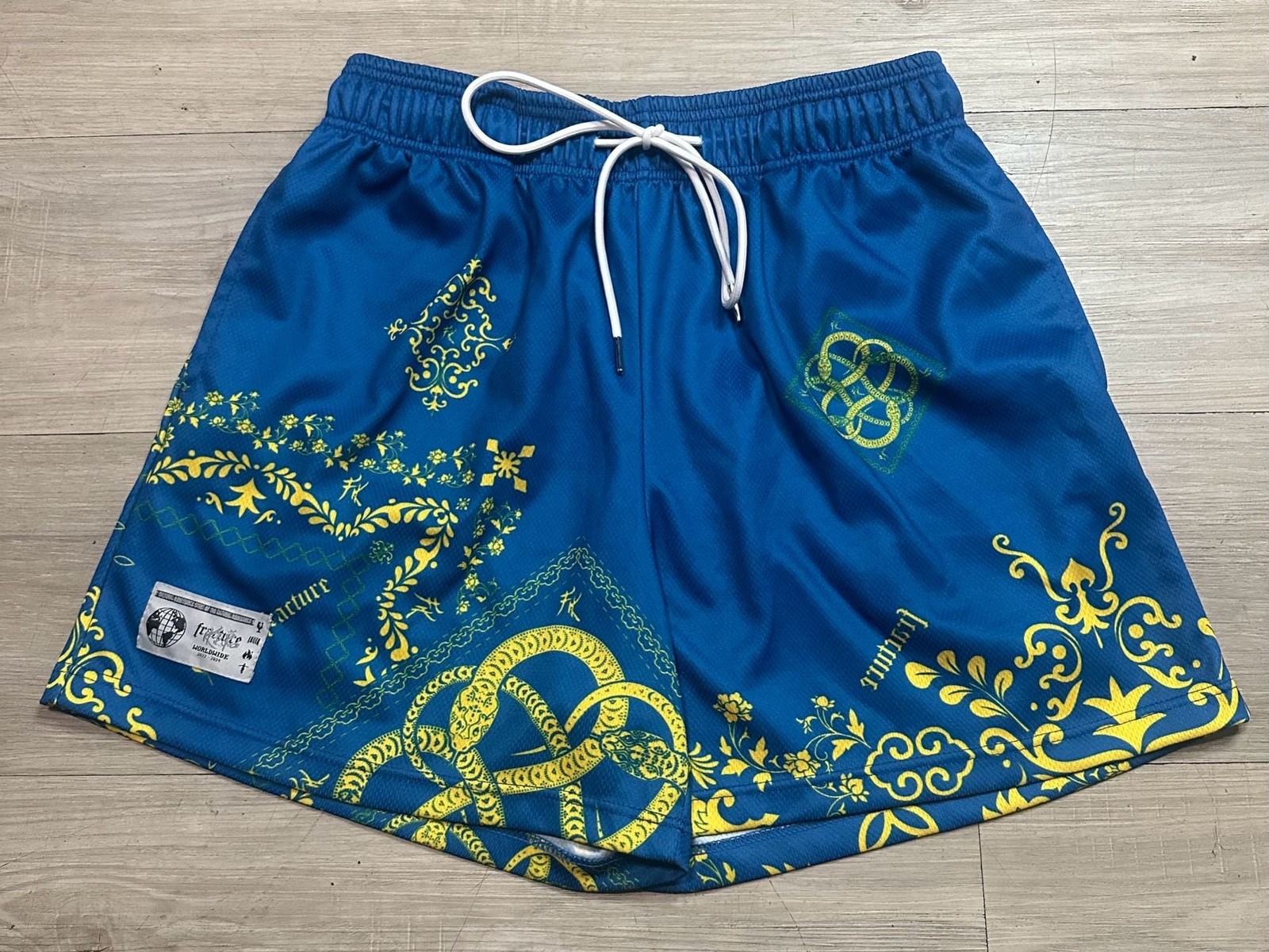 Fracture Worldwide Ken Kyo Mesh Shorts Blue and Yellow Paisley