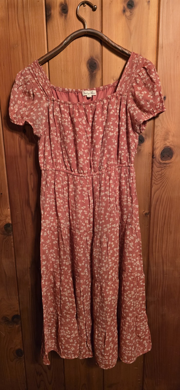 Indigo Rose Floral Tiered Boho Mini Dress – Size PL (Petite Large)