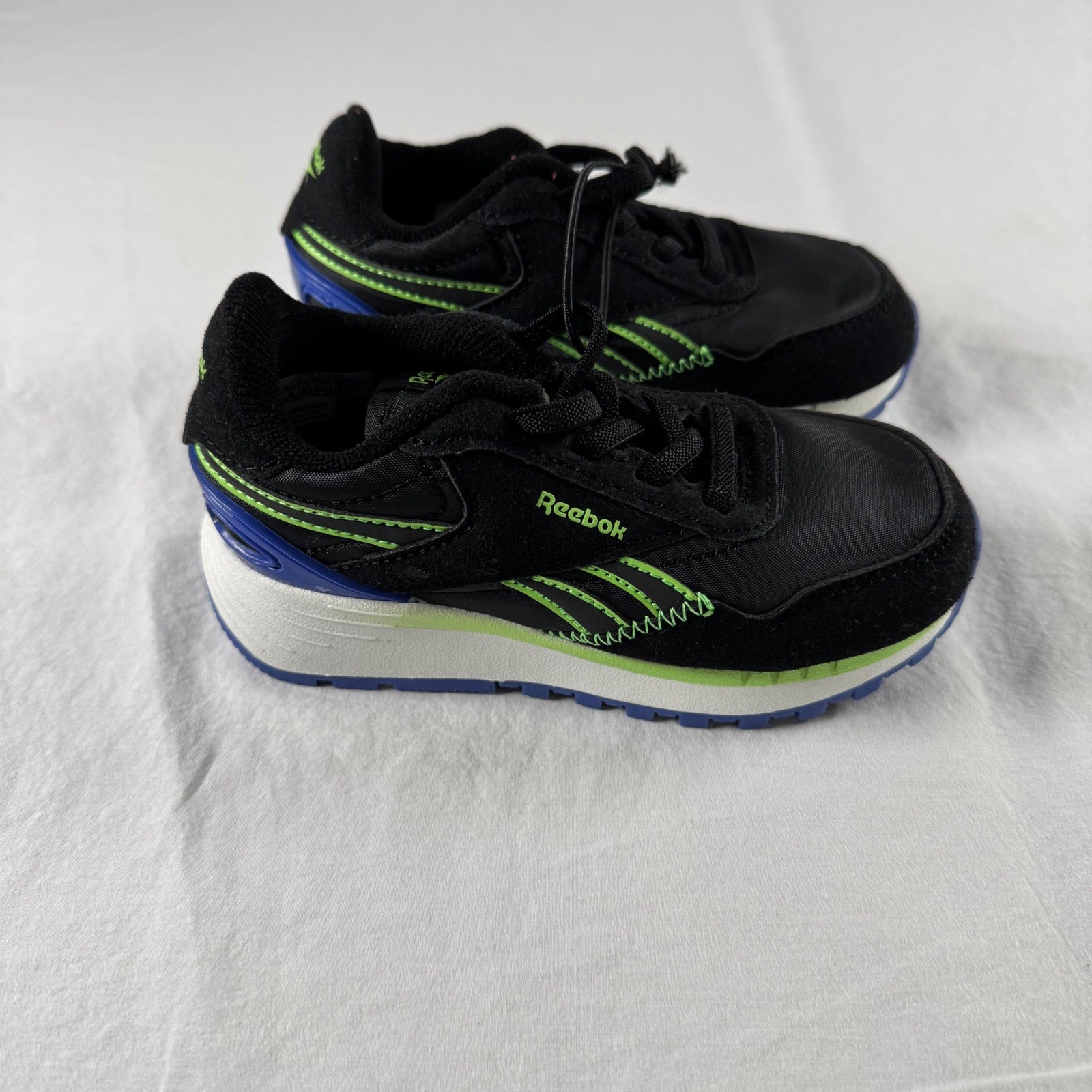 Reebok Boy’s Size 9 Black Neon Green Blue Sneakers Toddler Athletic Shoes NWOT