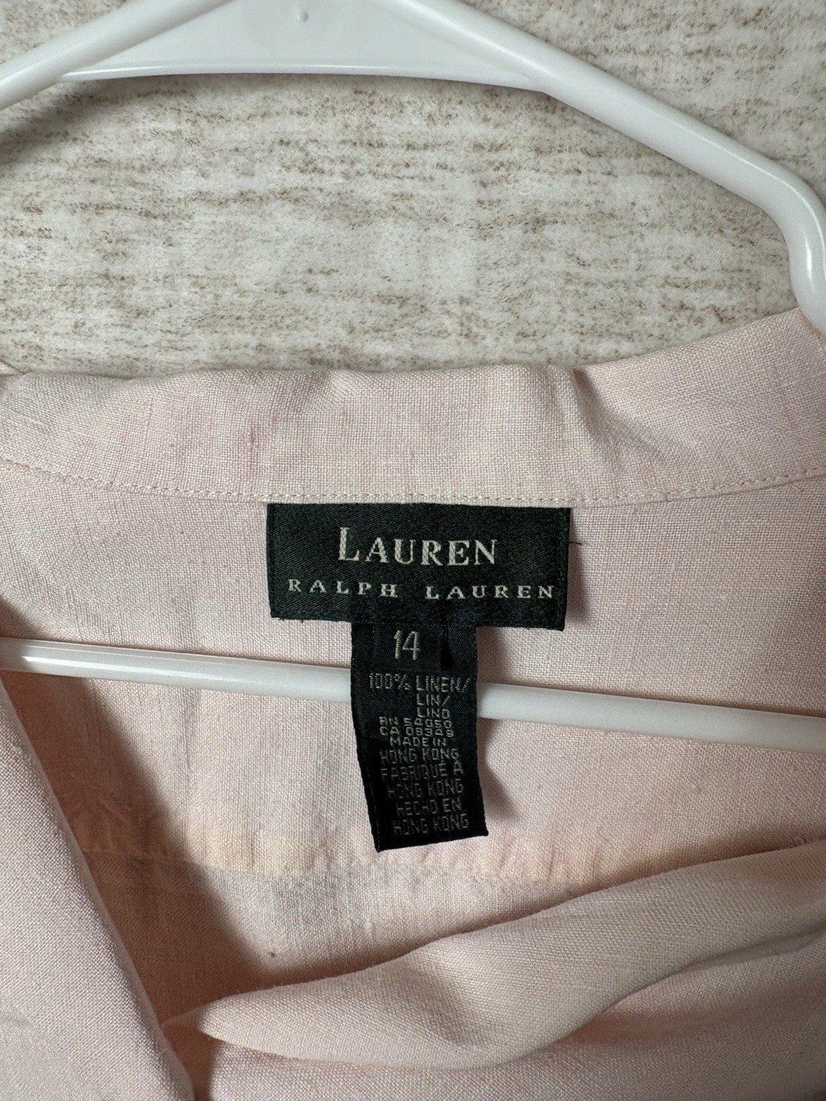 Lauren Ralph Lauren Pink Button Front Shirt Women’s 14 100% Cotton Crest Logo…