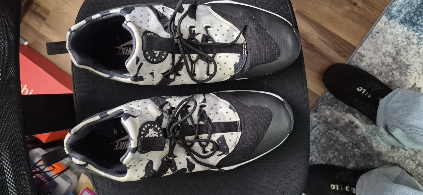 Nike Air Huarache Run Print Camo Black White Sneakers Men’s 13 #806807 001