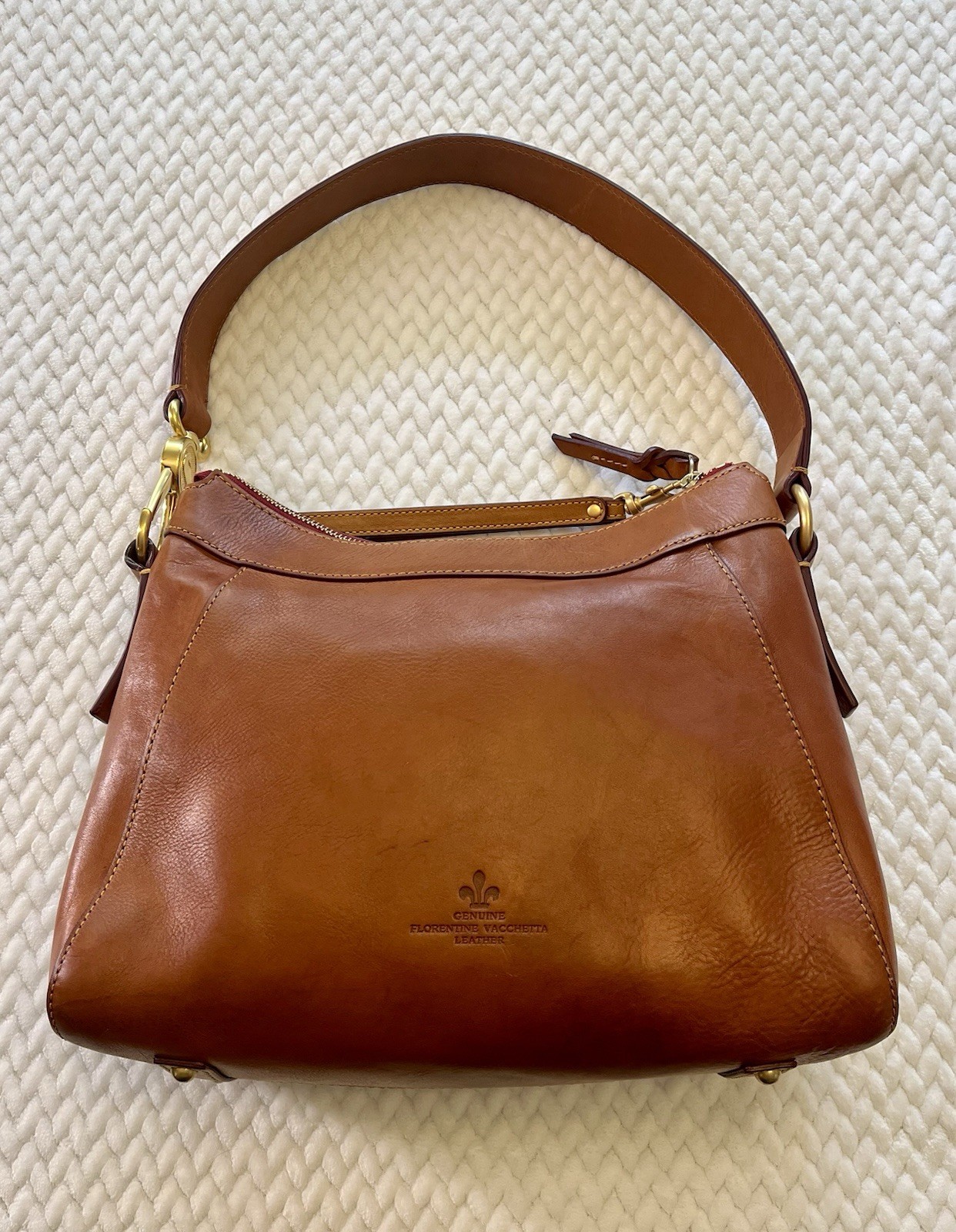 Dooney & Bourke Florentine Large Cassidy Hobo Bag Natural, Zip, Gold Hardware