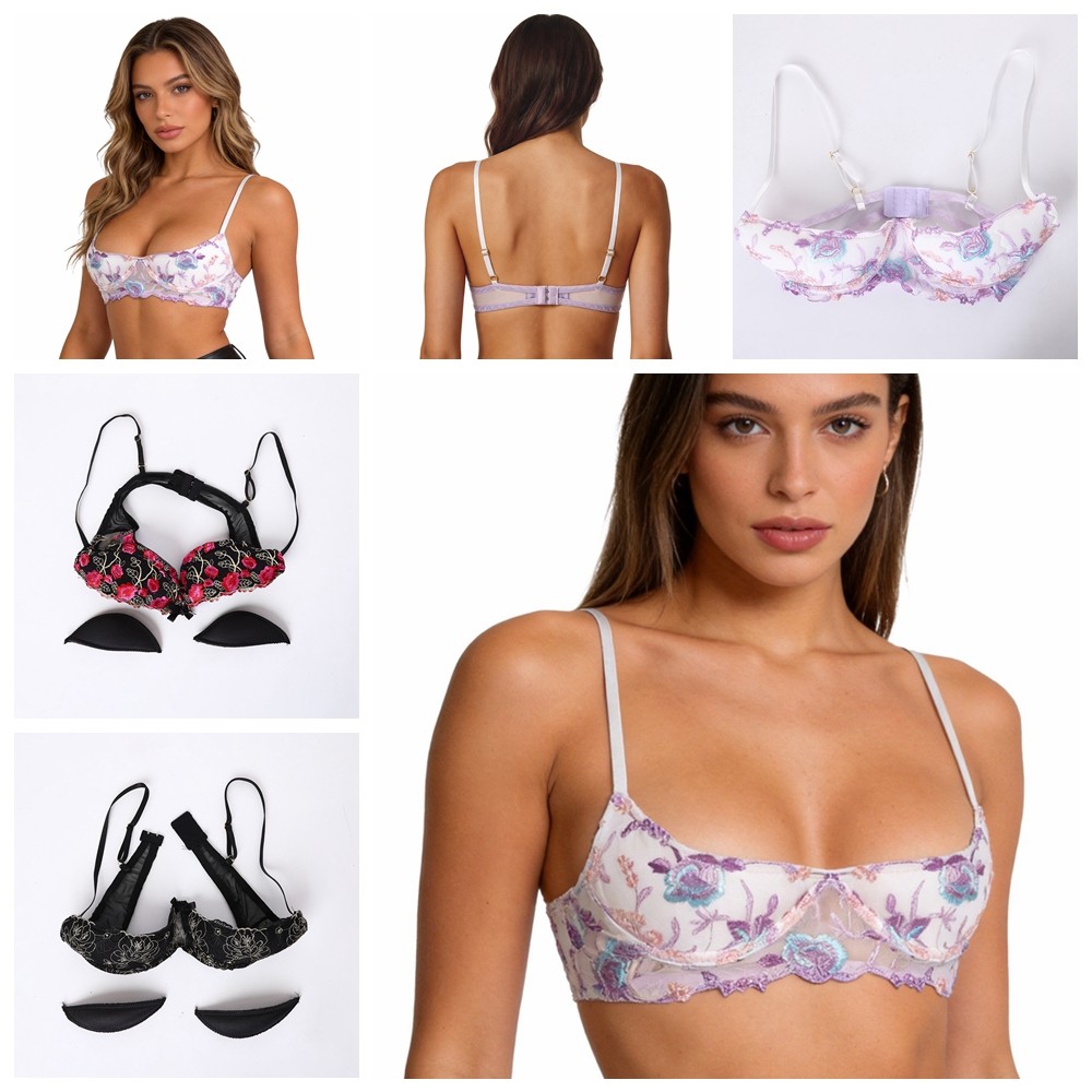 US Women Open Breast Cup Split Bralette Nightwear Hollow Cage Bra Tops Padded