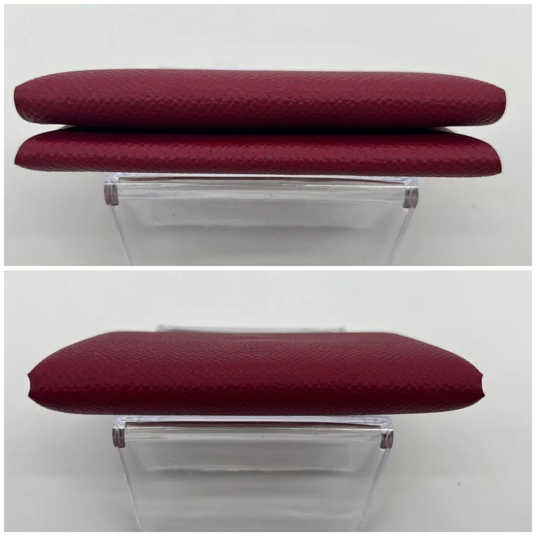 HERMES Calvi Duo Card Case Coin Purse Bordeaux Leather