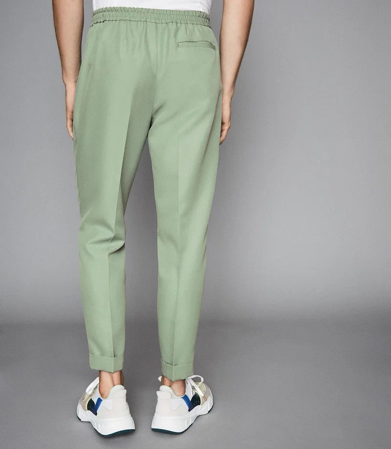 REISS Rabbit Pleat Front Solid Apple Green Trousers 32 NWT