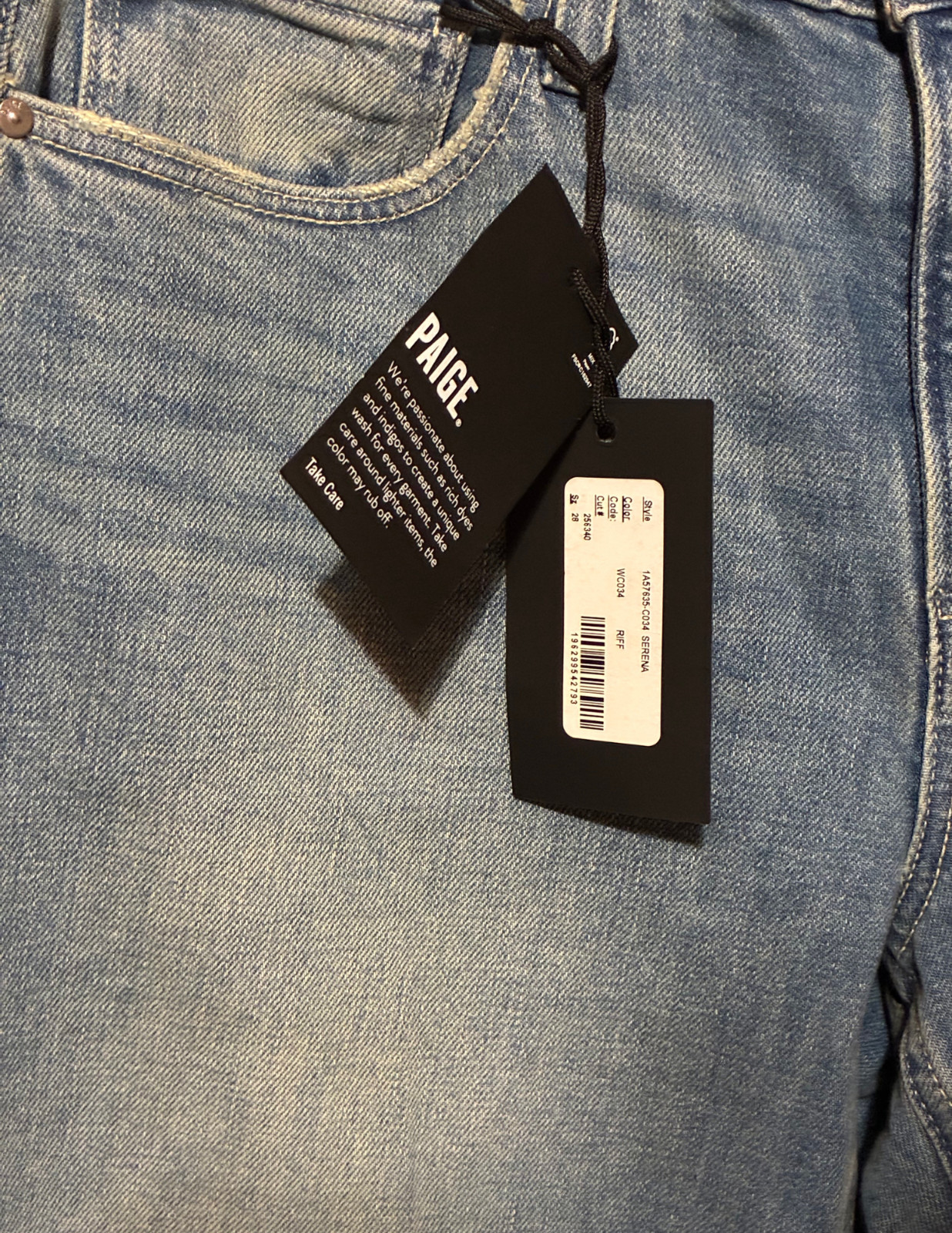 PAIGE Serena Straight Leg Boyfriend Jeans NWT Riff Wash Premium Denim