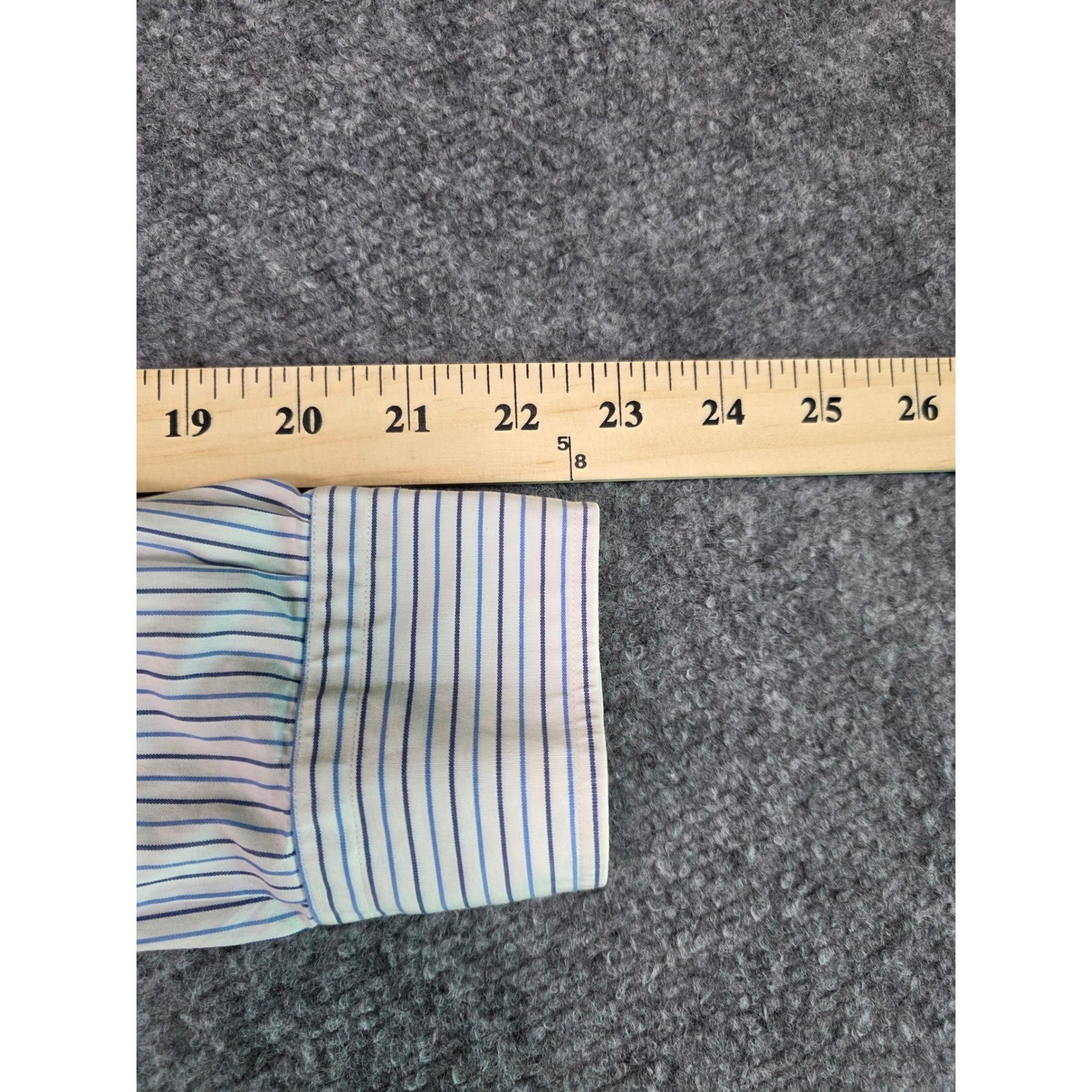 Vintage Nordstrom Button Down Shirt Mens 15.5-32 Blue White Pinstripe Broadcloth