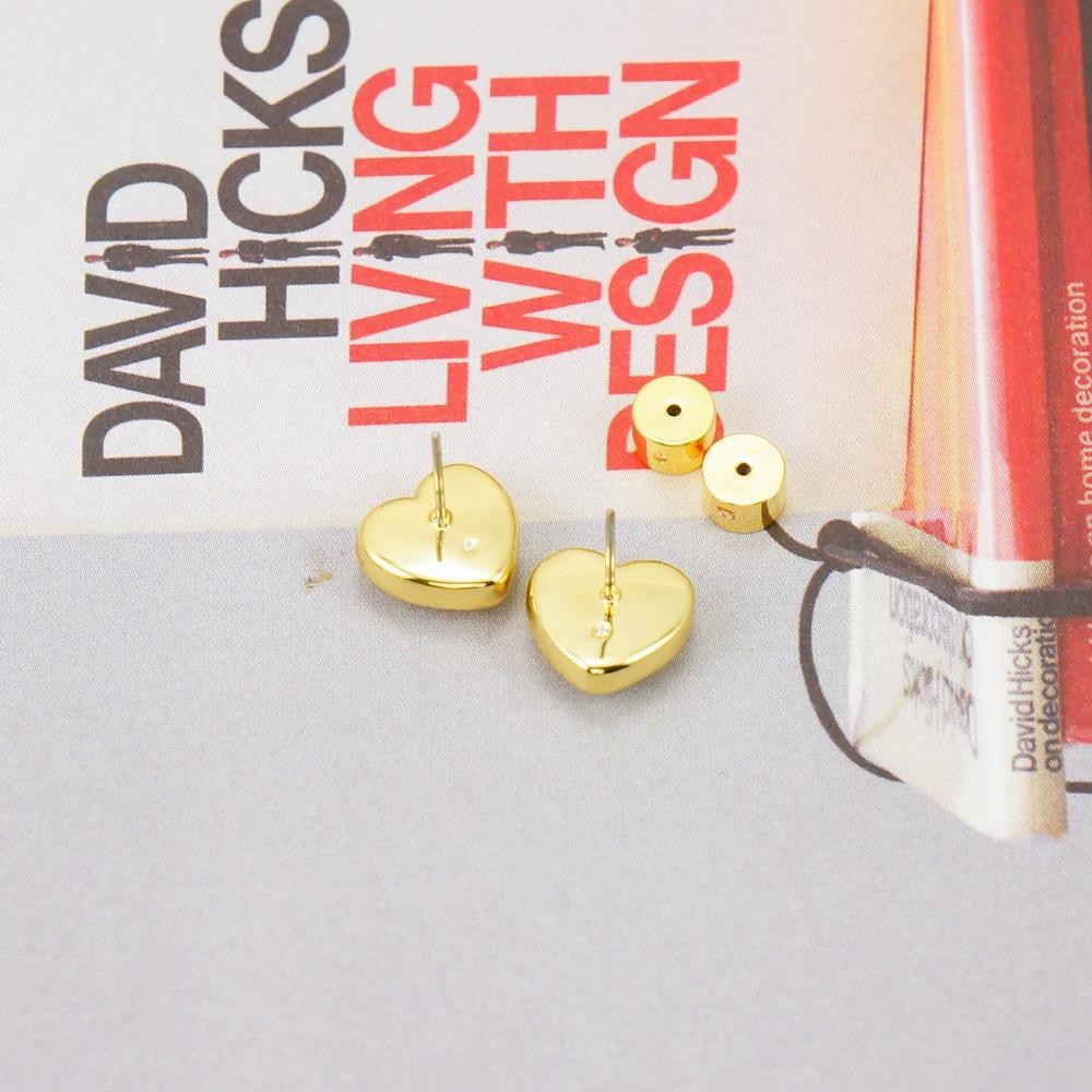 NWT Coach Stone Heart Stud Earrings Clear Gold Tone