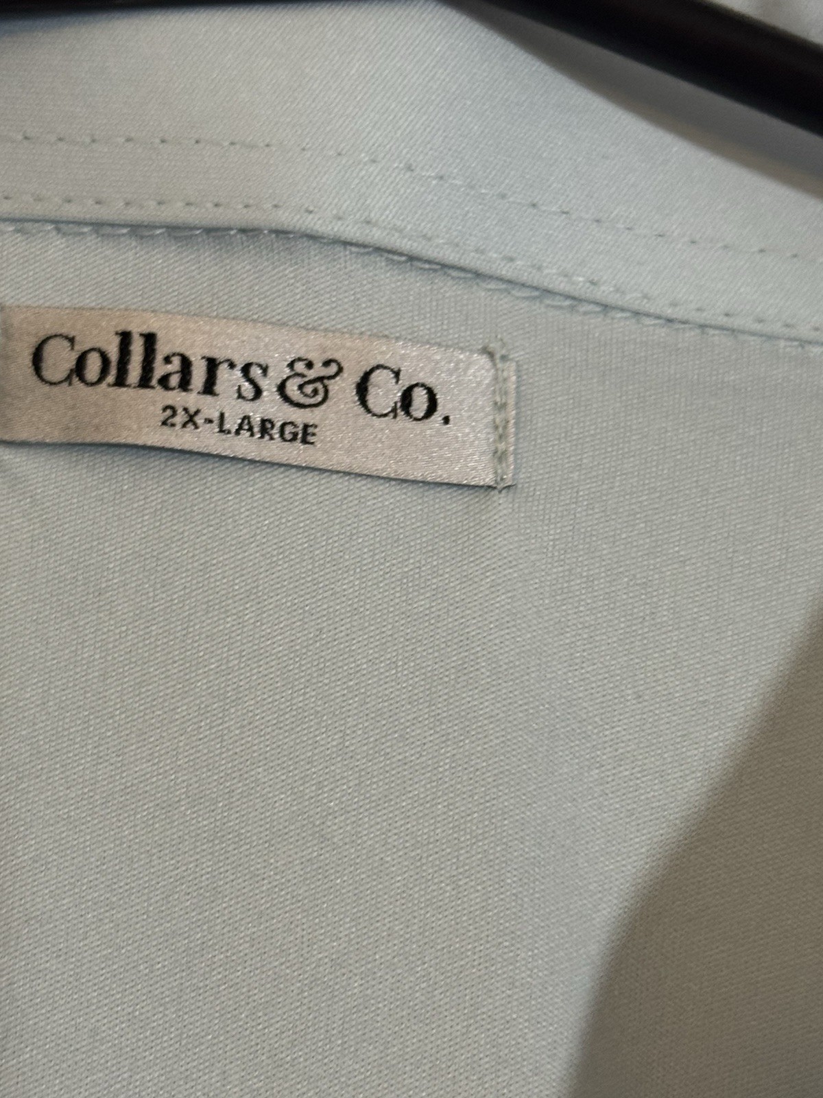Collars & Co Polo Shirt Mens 2XL Light Blue Point English Collar Solid NWOT