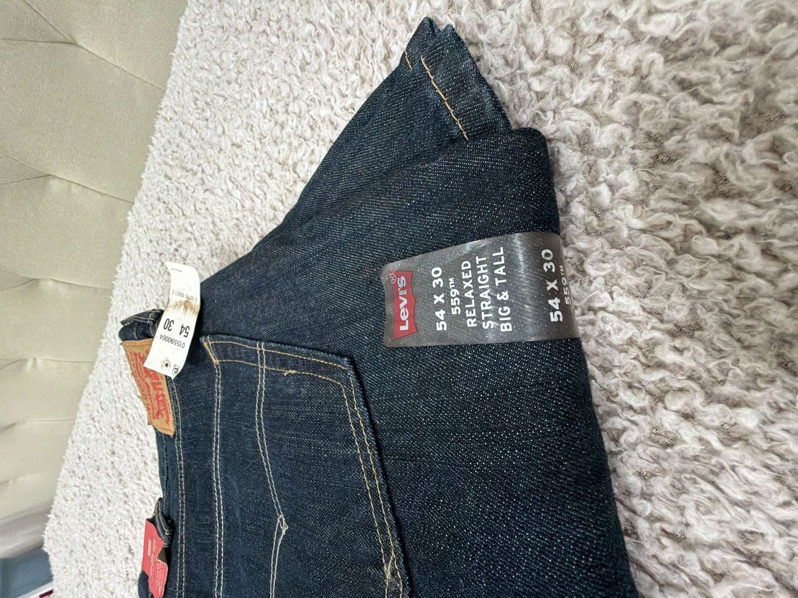 Levi’s 559 Relaxed Straight Fit Big & Tall Jeans, Dark Wash, 54×30. NWT
