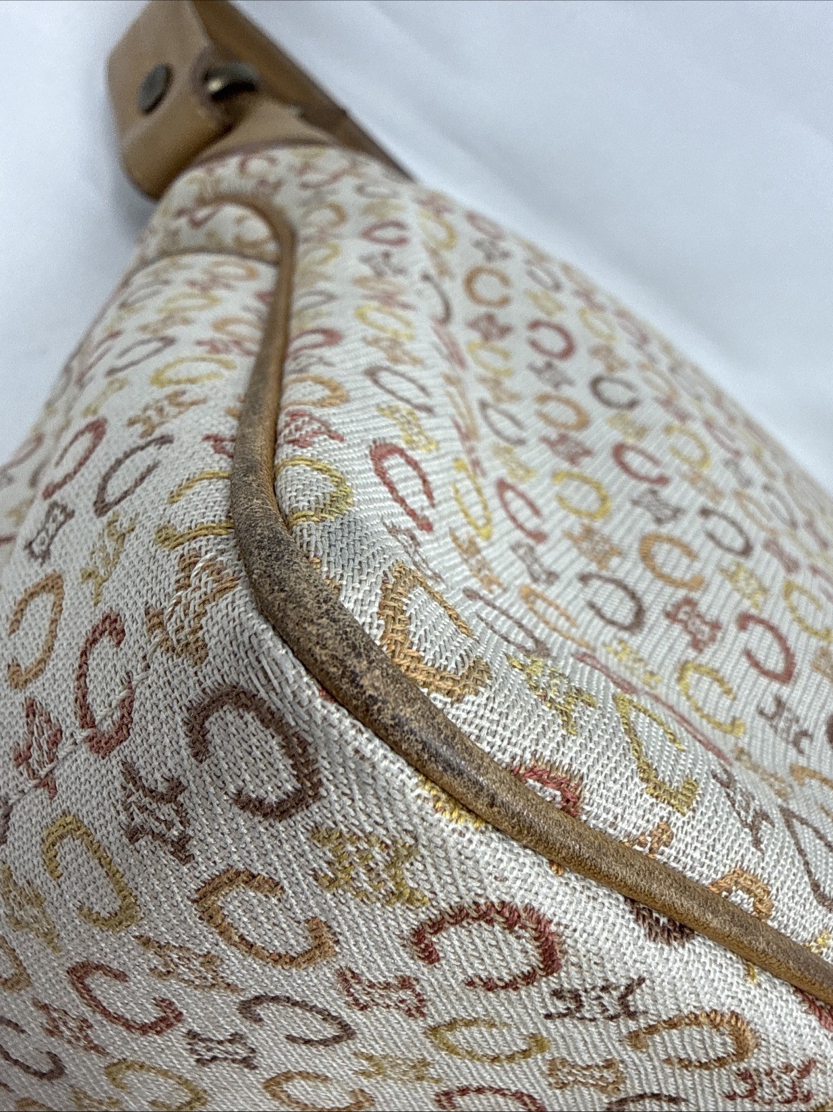 CELINE Vintage C Macadam Canvas Beige x Brown Women’s Authentic