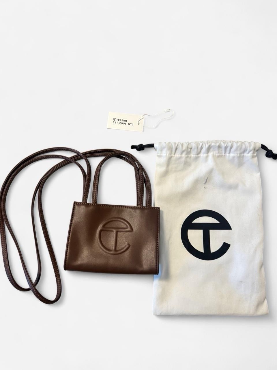 Telfar Brown Mini Shopping Bag Crossbody w/ Long Strap, Dust Bag & Tag included