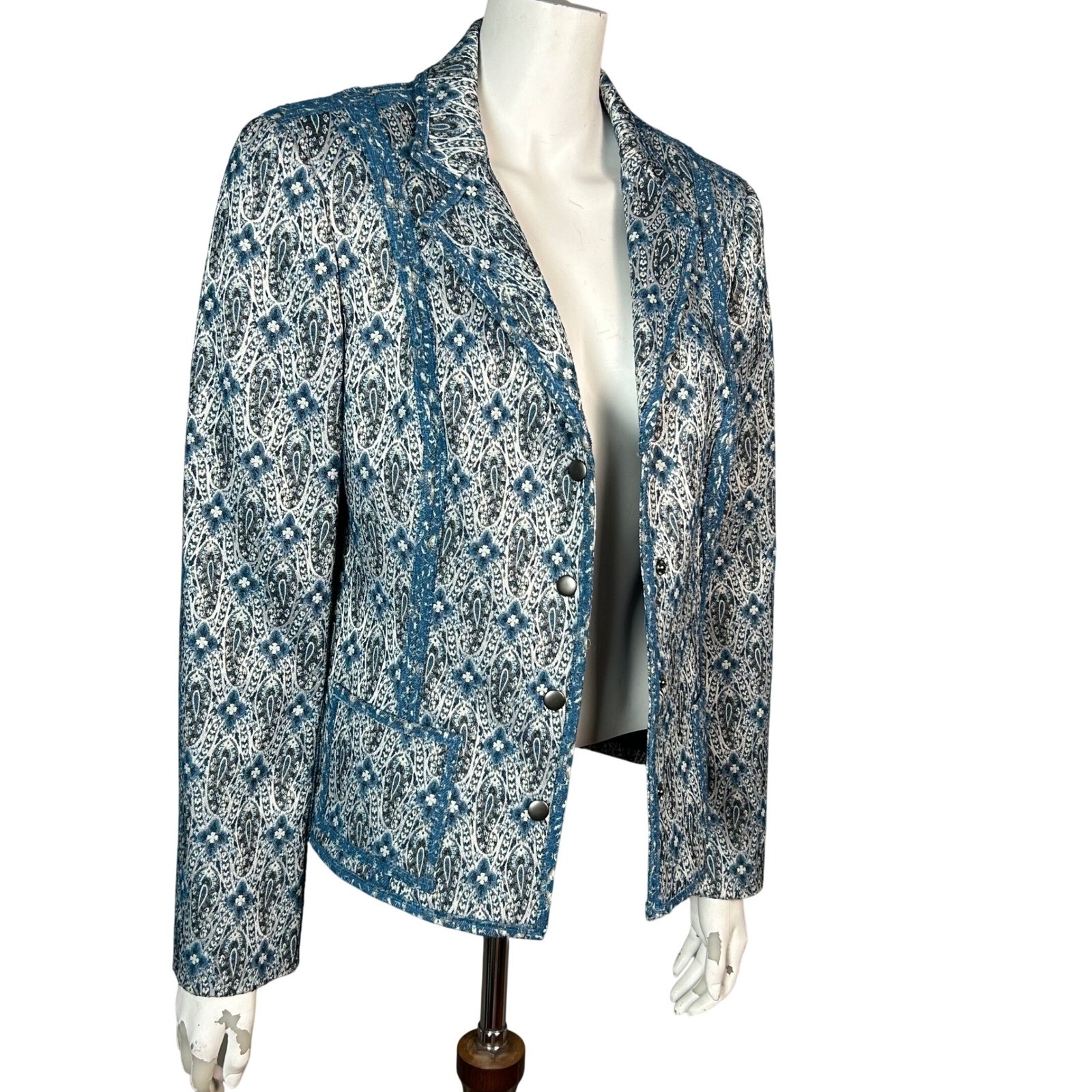 Worth Blazer size 12 Victorian Tapestry Jacket Wool Statement Office Artsy