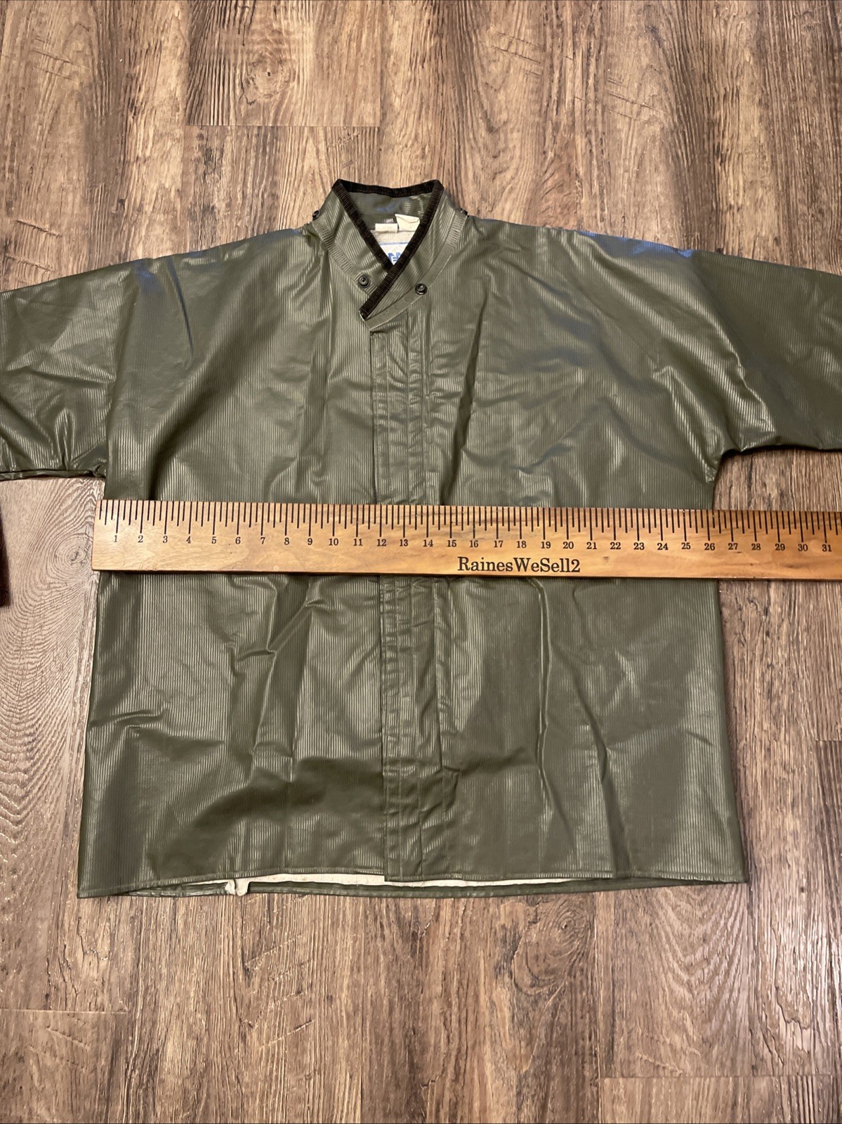 VTG Neese AMOCO Logo PVC/Polyester Rain Jacket Coat Unisex sz L Full Zip Green
