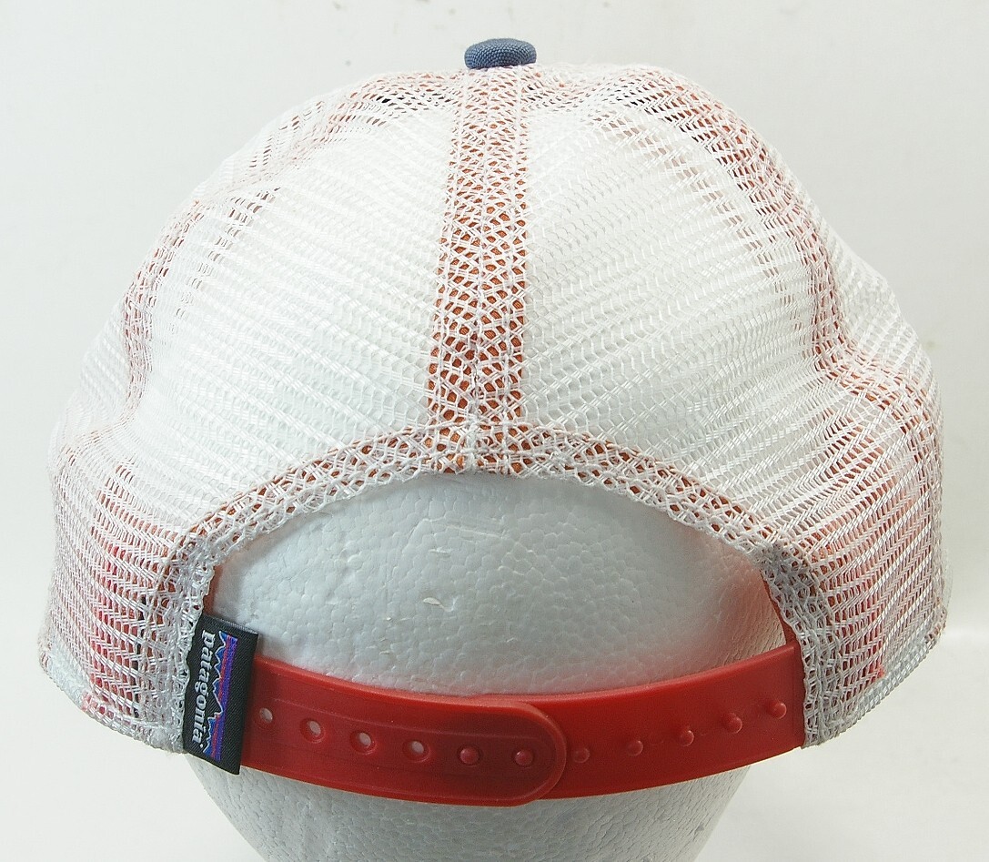 Patagonia P-6 Logo Roger That Hat Mid Crown Orange Blue Mesh Snap Back