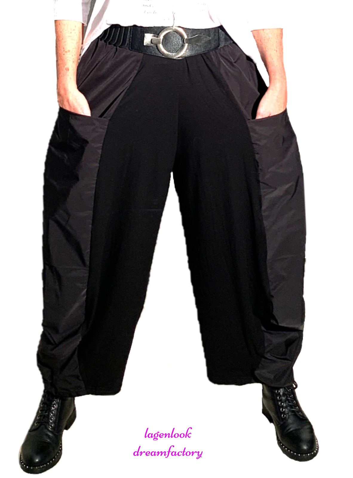 MYO Lagenlook Oversized Corner Balloon Trousers Jersey & Taffeta 44 46 48 50 52 54 56 56
