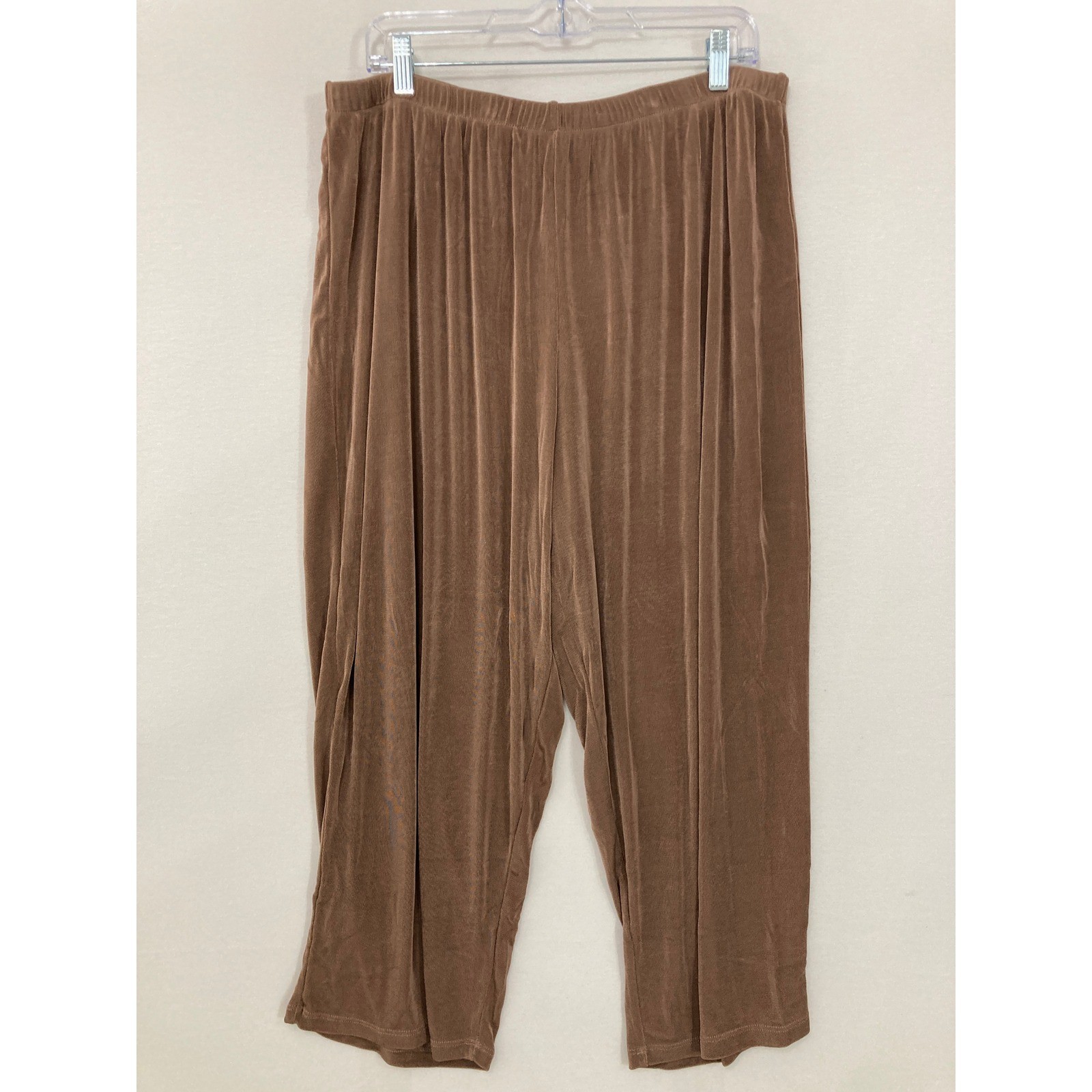 NWT Citiknits Straight Leg Crop Pants 2X Slinky Knit Elastic Waist Made in USA