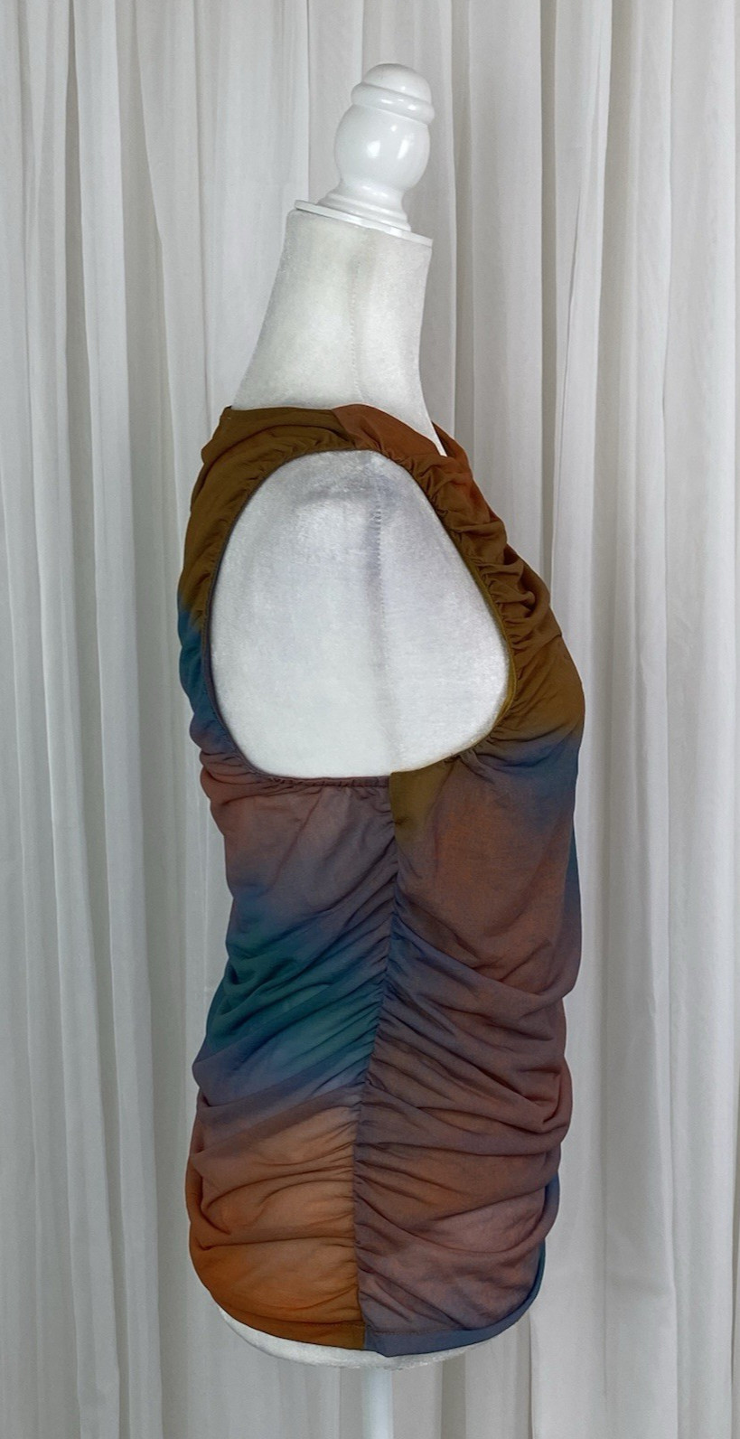 Topshop Women’s Sz Medium Sunset Ombré Ruched Side Mesh Tank Sleeveless Top