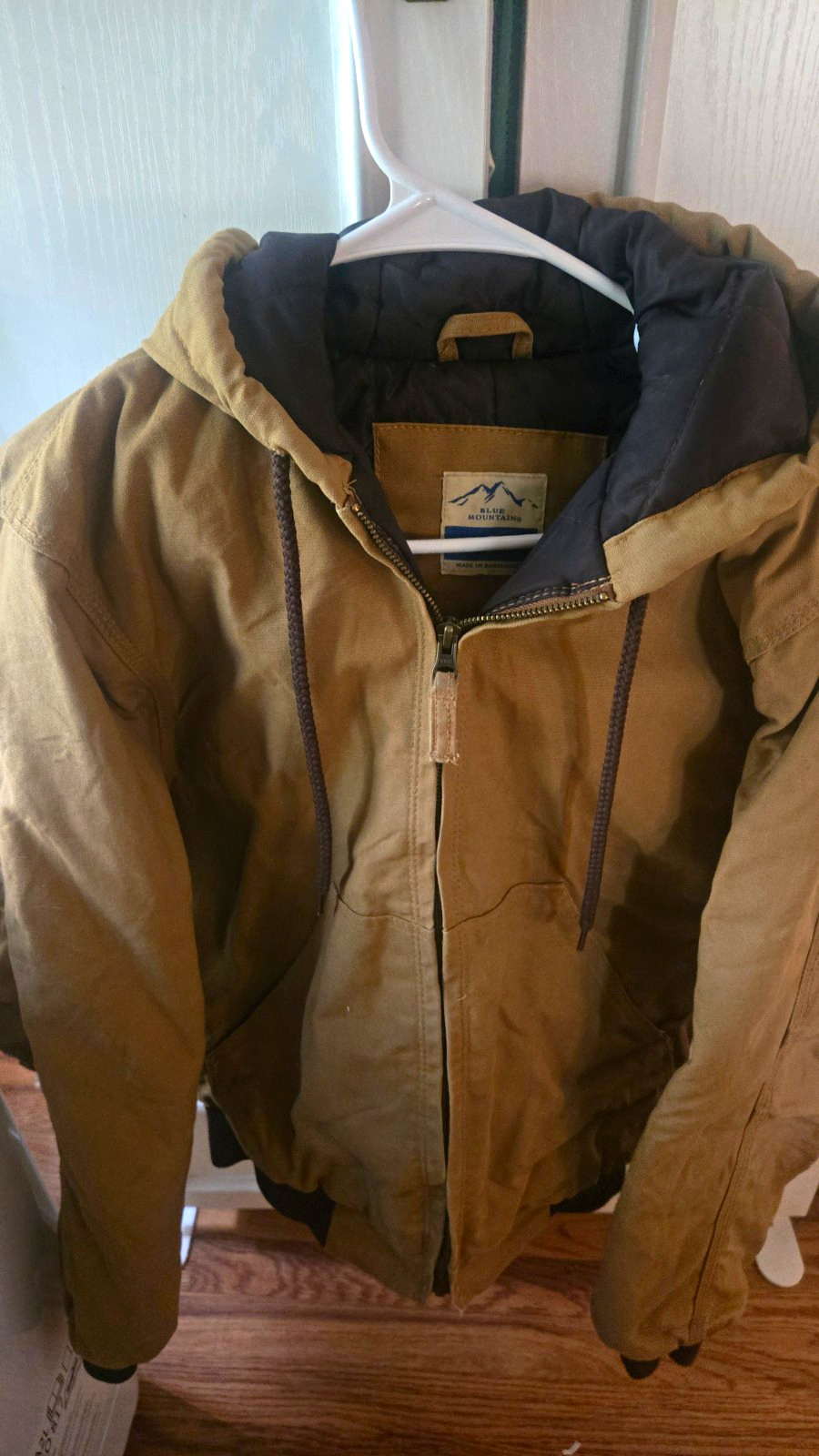 Blue Mountain Men’s Hooded Insulated Quilt-Lined Work Jacket Brown/Black S