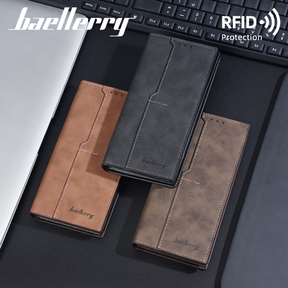 Men’s Leather Long Wallet Bifold ID Card Holder Purse Checkbook Clutch Billfold
