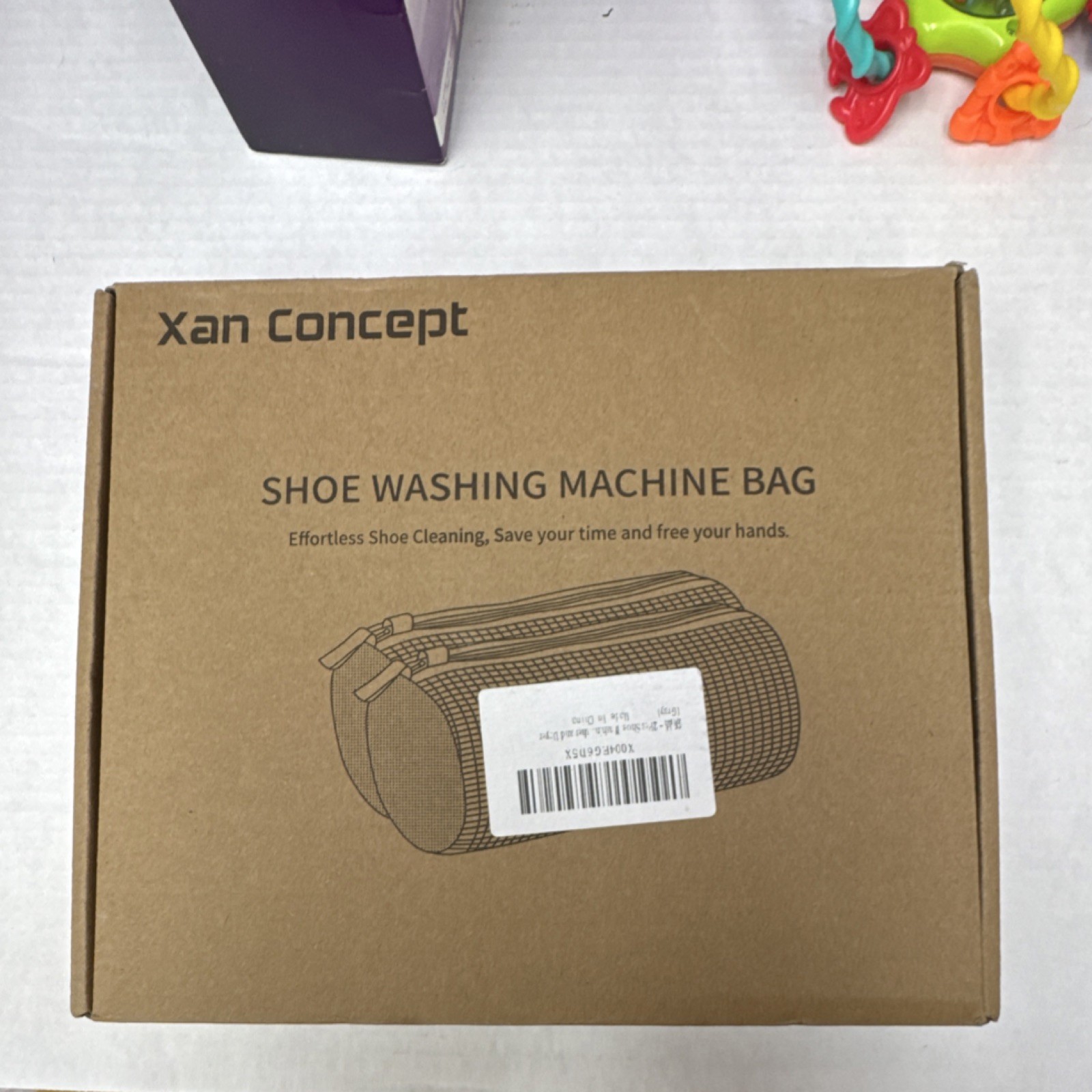 Xan Concept Shoe Washing Machine Bag Chenille Fiber Zipper Closure 15.35×7.48 in