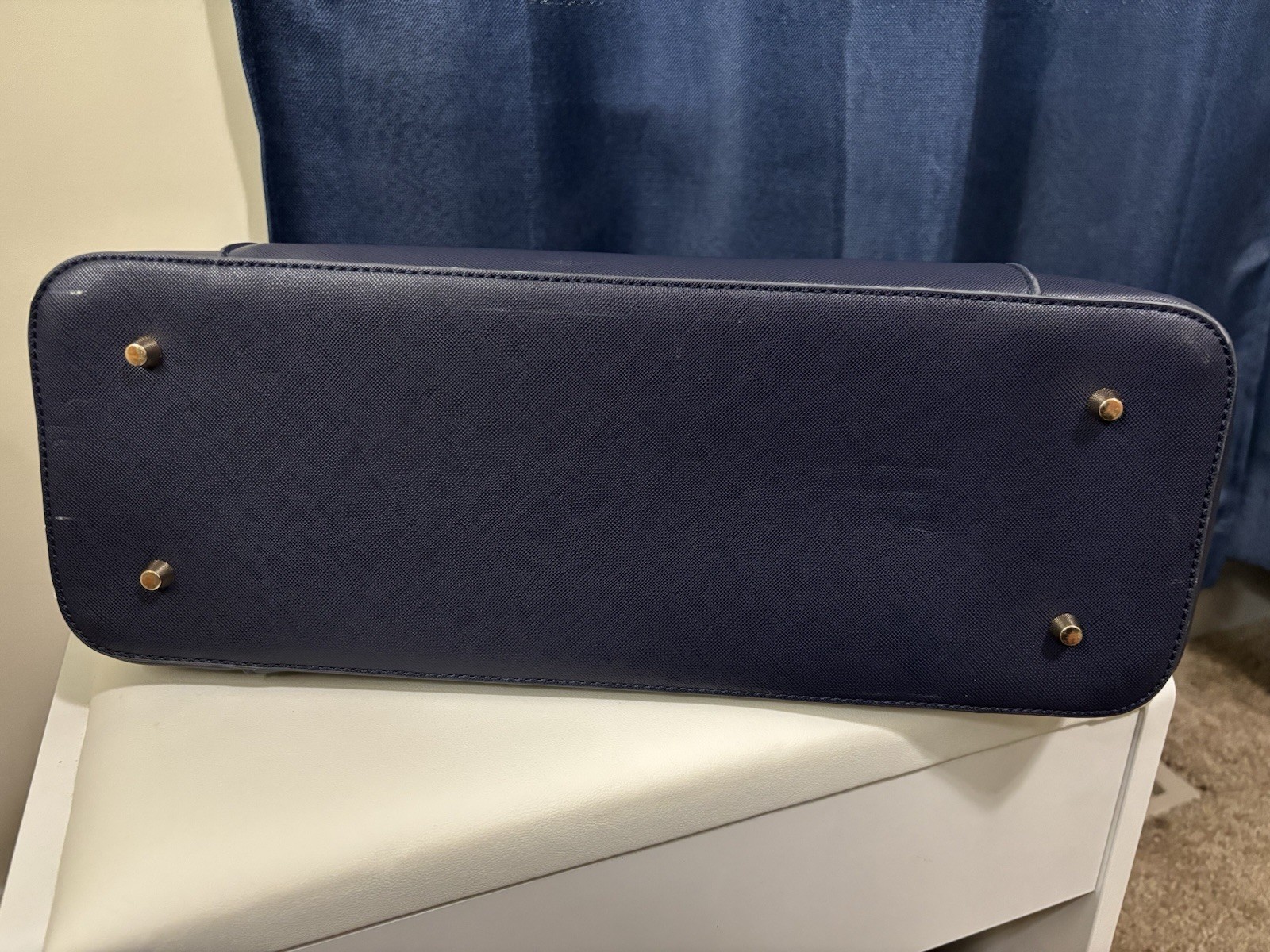 LOVEVOOK Navy Large Tote Zip Top w/ Gold Hardware, Detachable Strap, Pockets