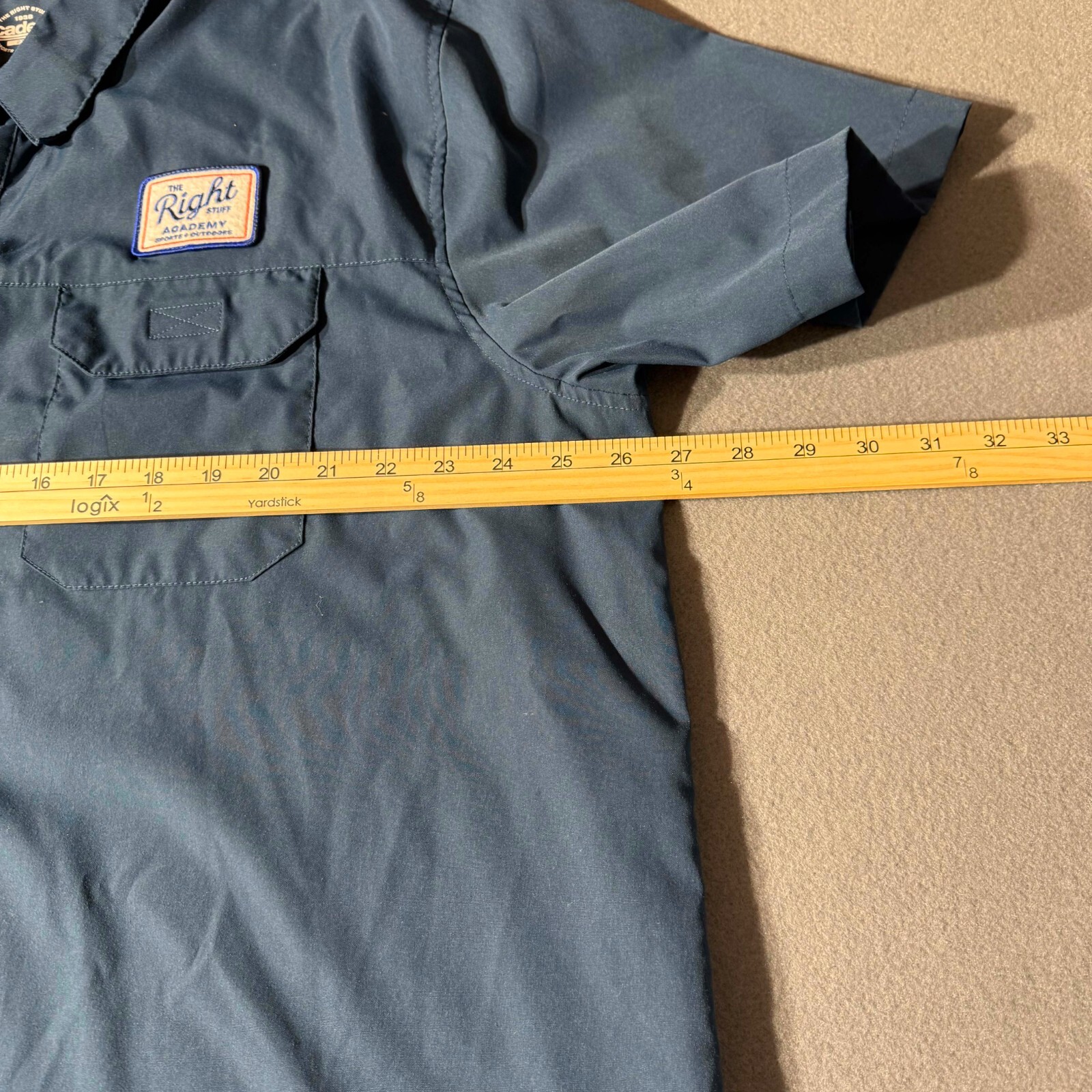 Academy Sports Shirt “The Right Stuff” Vintage Logo Fishing Camping 2XL Blue