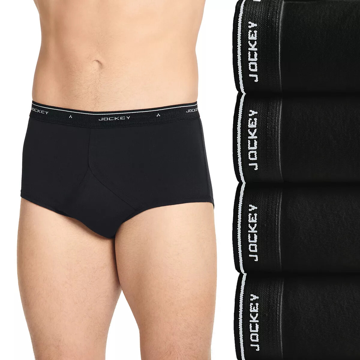 Men’s Jockey Underwear 4-pack Classic Knit Full-Rise Briefs/Black