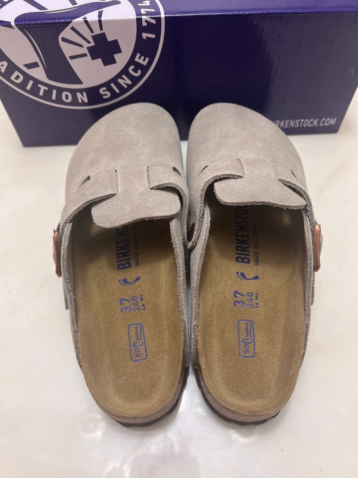 New Birkenstock Boston Suede Leather Soft Footbed Women Shoes Narrow