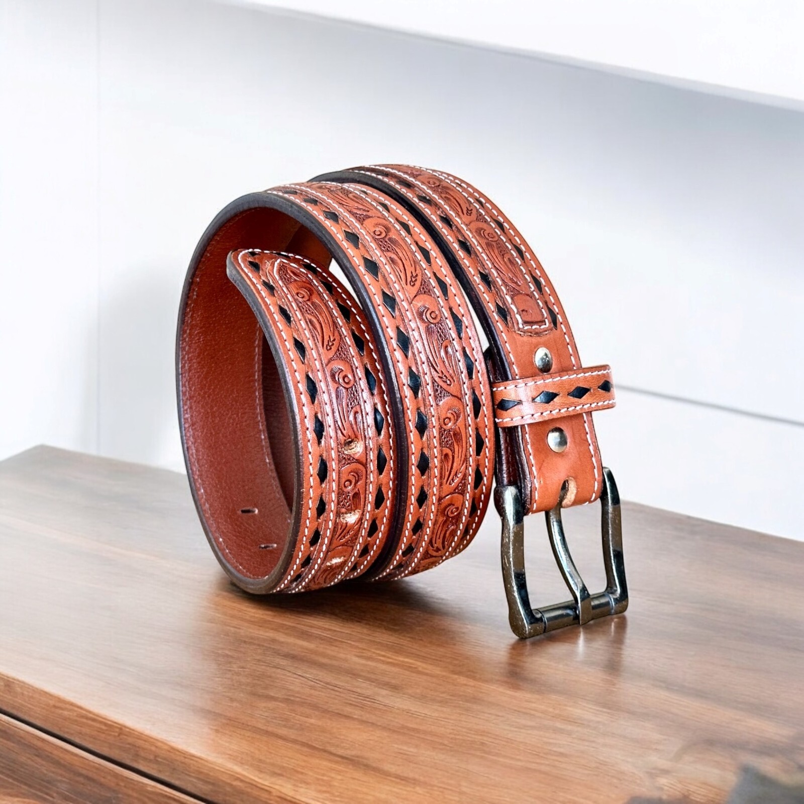 Handmade Heavy Duty Leather Work Tool Gun Belt 1.5″ Thick Belt Removable Buckle