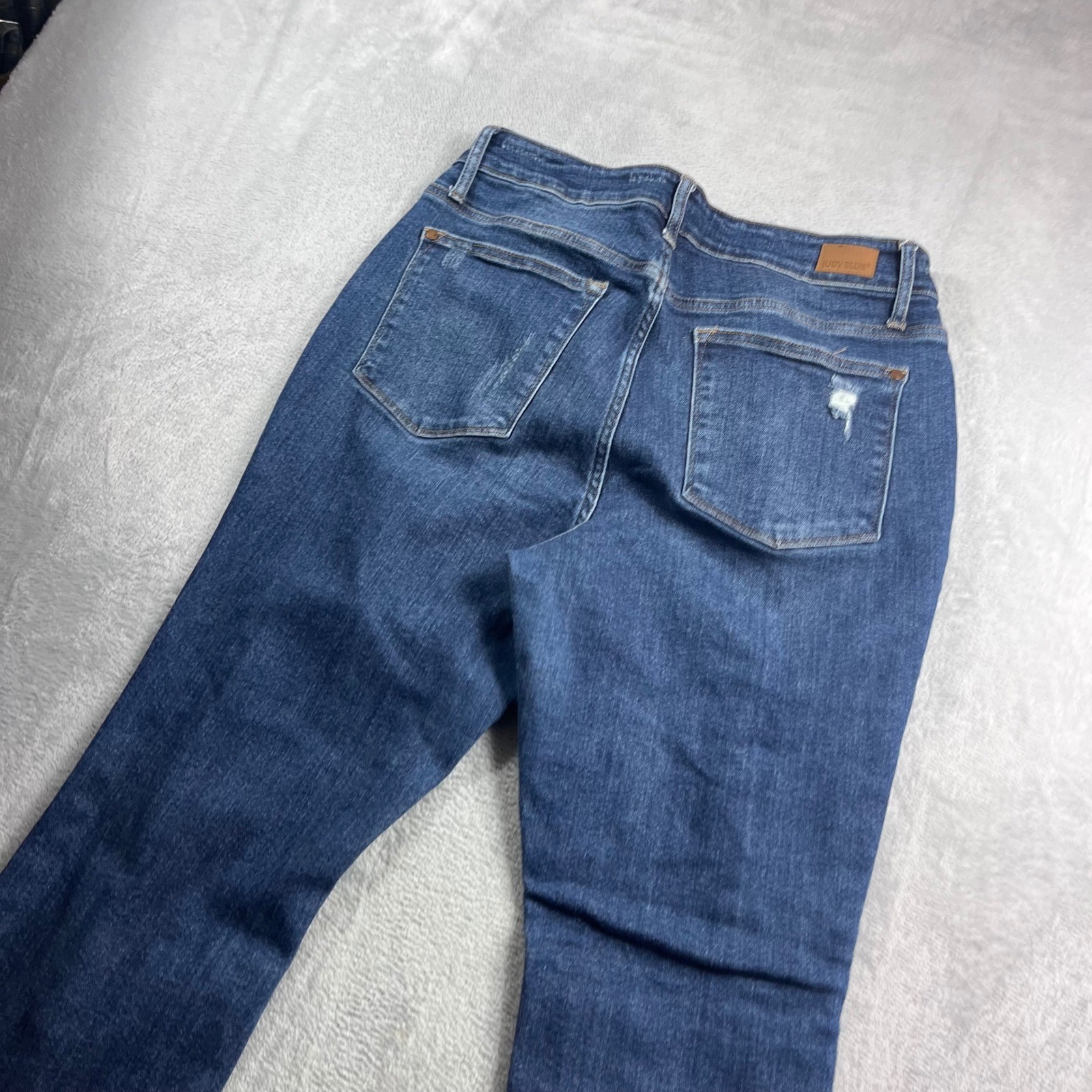 Judy Blue Distressed Boyfriend Jeans Medium Wash High Rise Ripped 14W JB88220