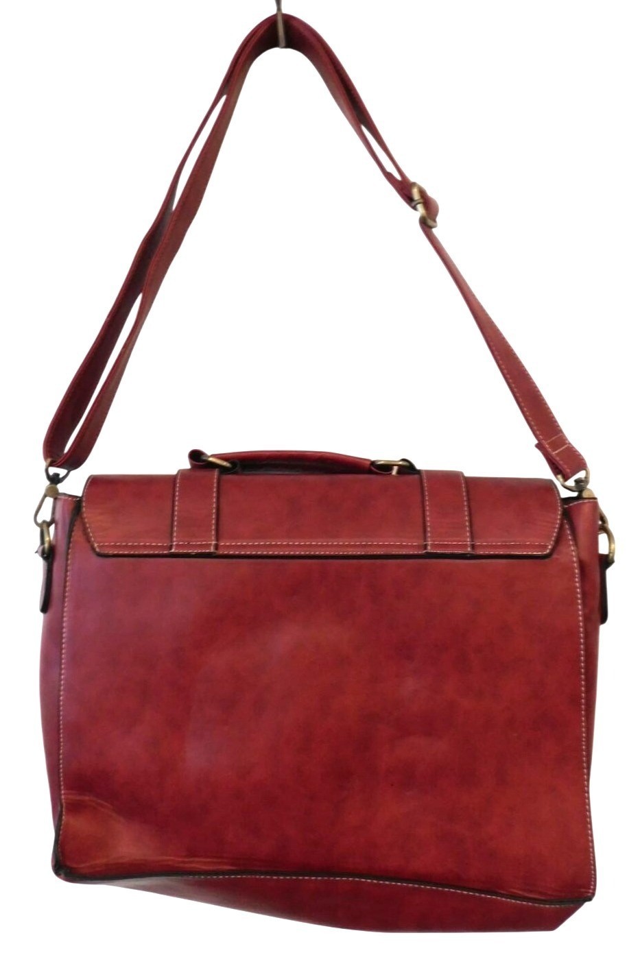 EcoSusi Professor Laptop Bag Satchel Briefcase Red Vegan Leather Crossbody