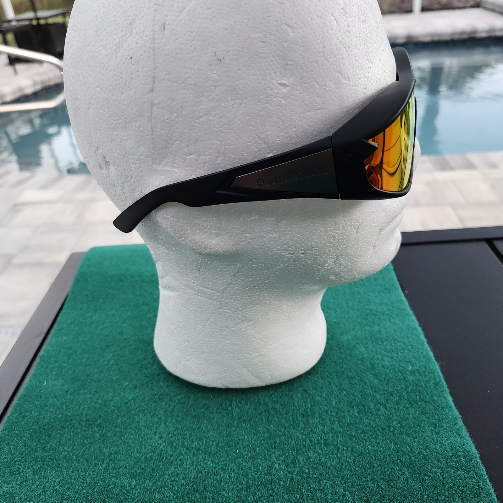Battle Vision Sunglasses Unisex Shield Red Gold Lens