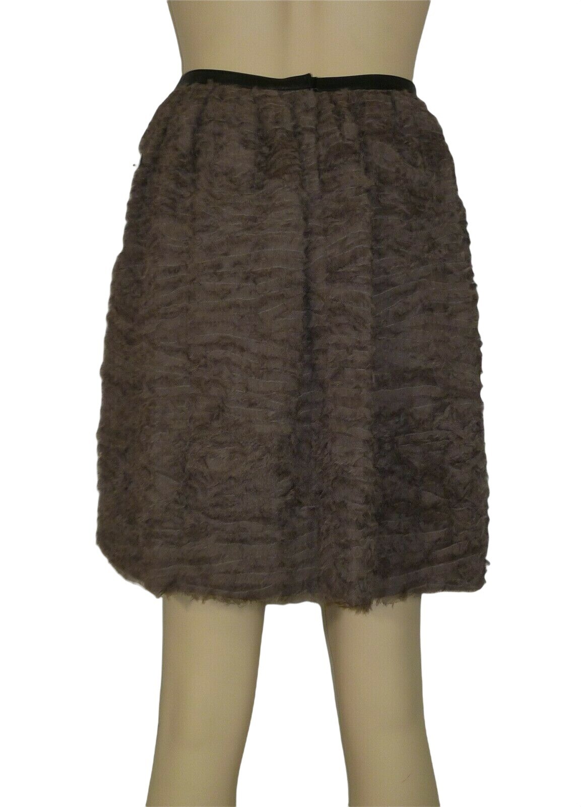 ROBERT RODRIGUEZ NWT Brown Skirt Silk Leather Mocha Grey 2