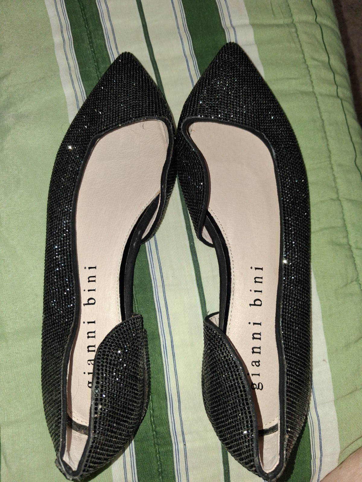 Black Sequin Flats Size 7m,