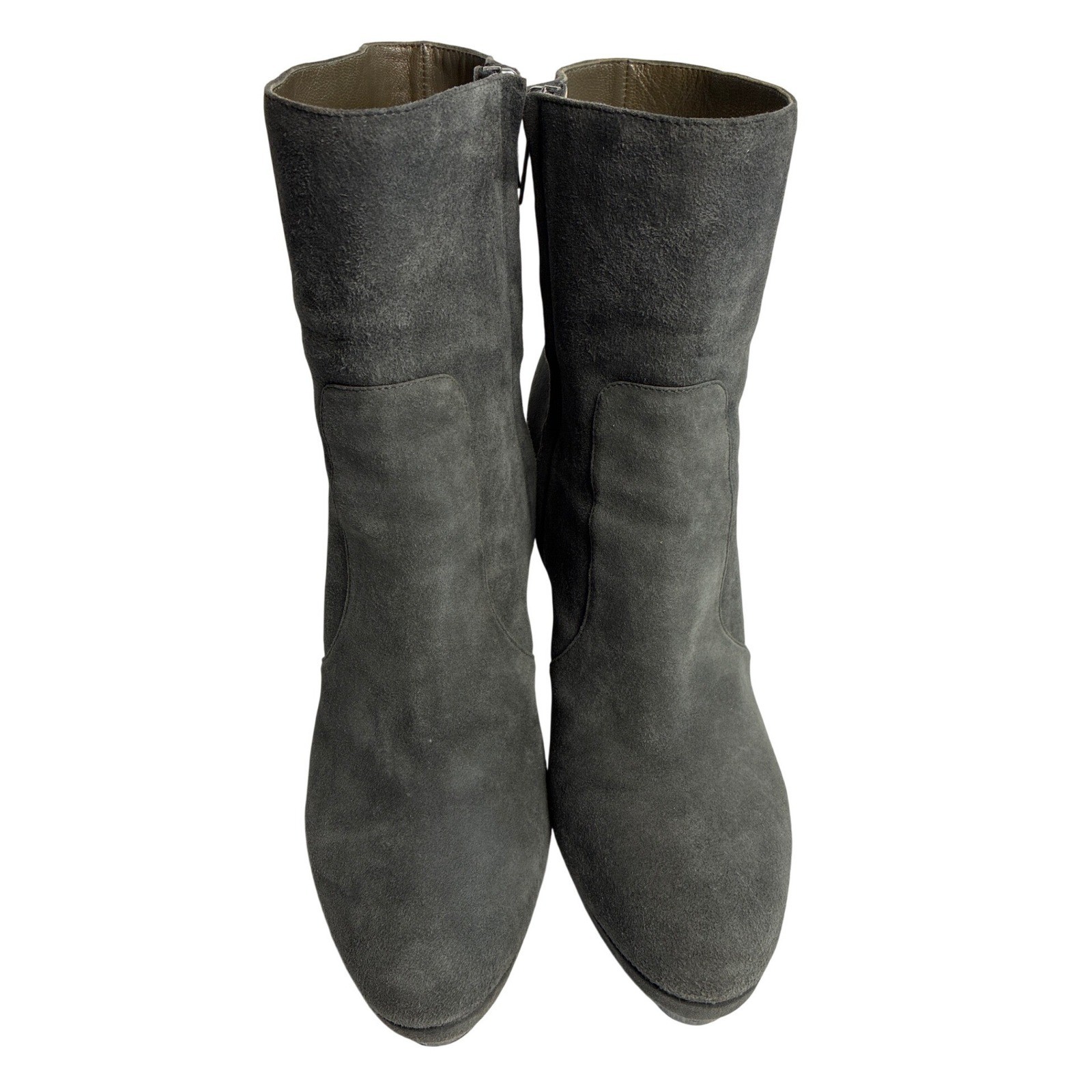 Jimmy Choo Grey Suede Stiletto Ankle Boots Platform Booties Made in Italy 39