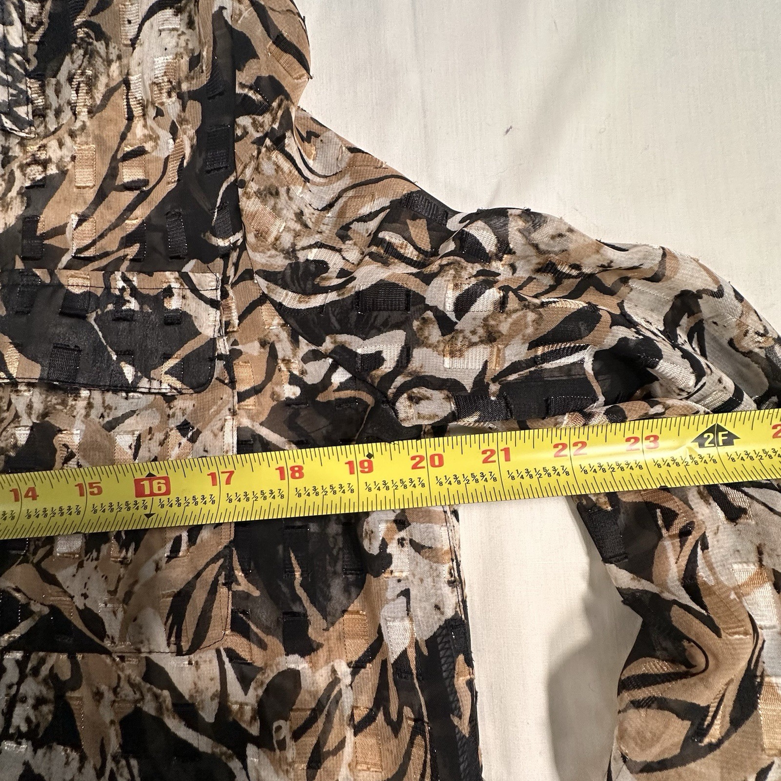 Ruby Rd. Abstract Print Collared Button-Up Blouse 3/4 Roll Tab Pockets 10