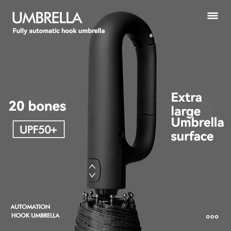 1pc 20-Rib Automatic Folding Umbrella Men Women Strong Windproof Sun Rain – NEW