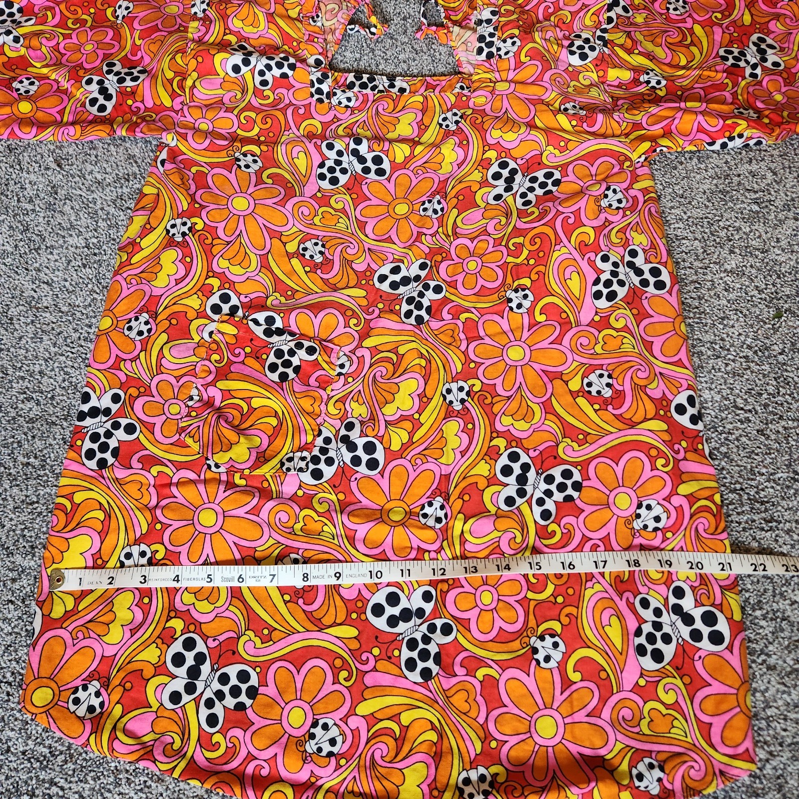 Vtg 60s Psychedelic DESIGN HOUSE Artist MCM Smock Apron MOD Flower Power Ladybug