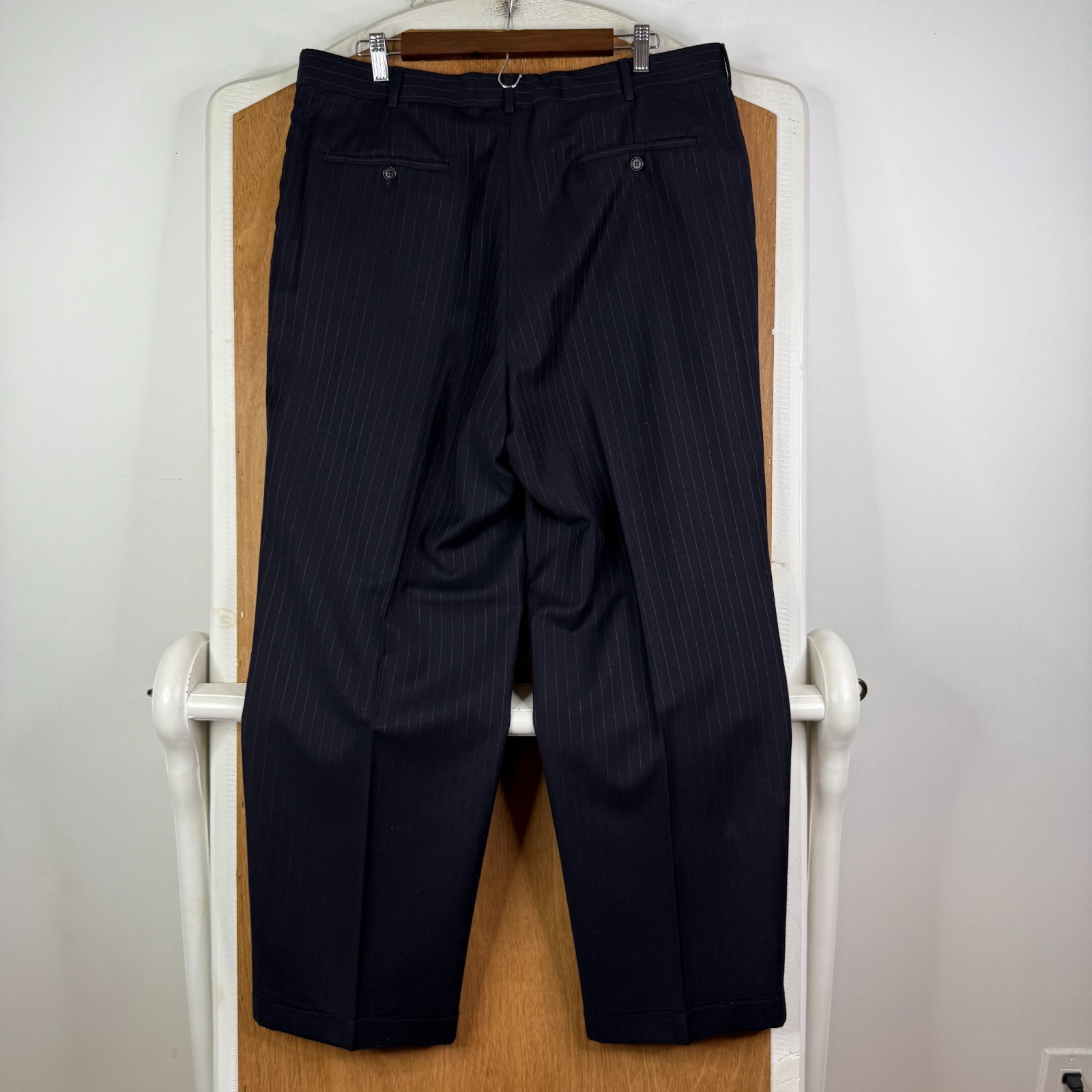 Coppley Suit Mens 42L Navy Blue Pinstripe 3 Button Ermenegildo Zegna Cloth 36×30