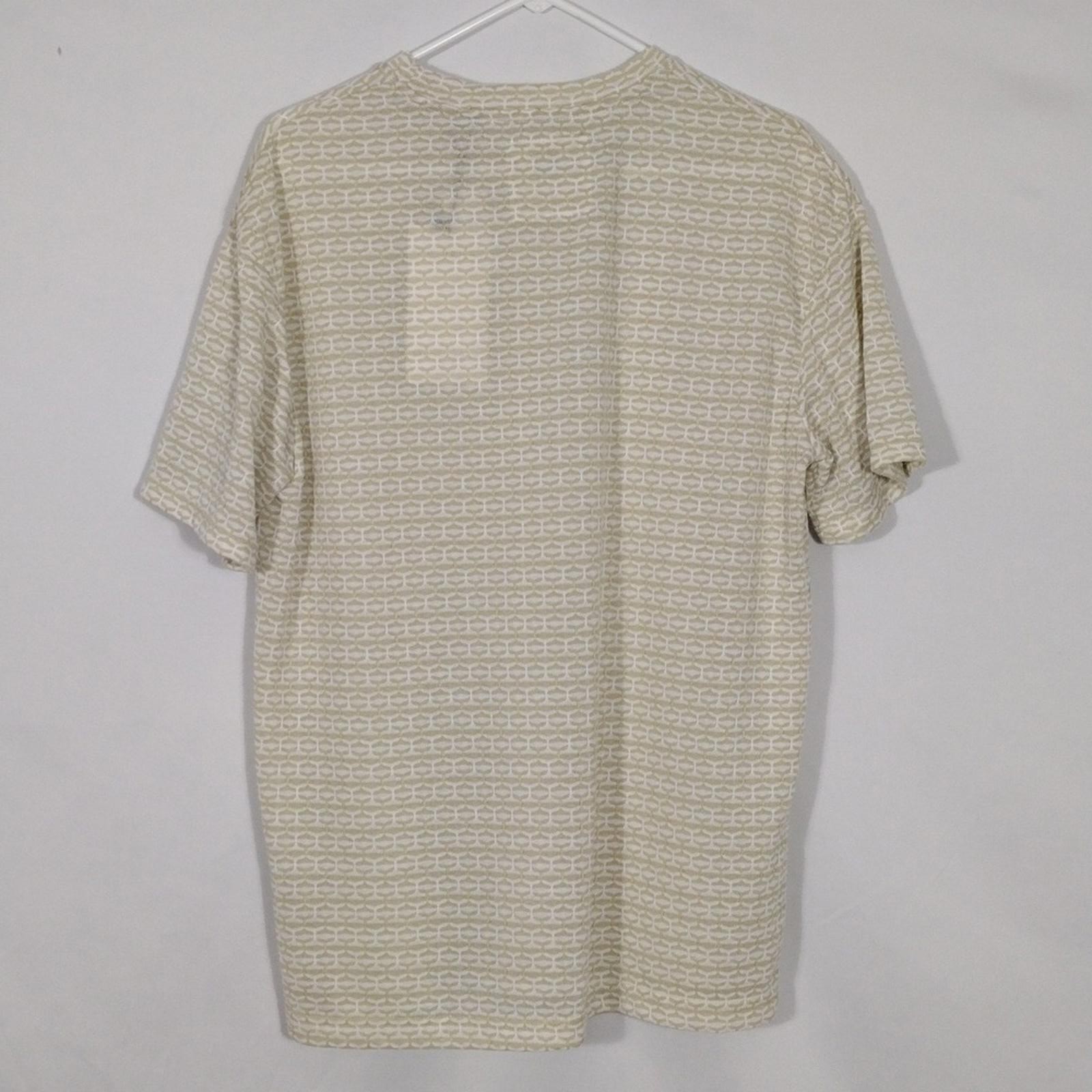 NWT Ike Behar Natural Tonal Jacquard Knit Y/D Crew Neck Tee Mens Size Medium