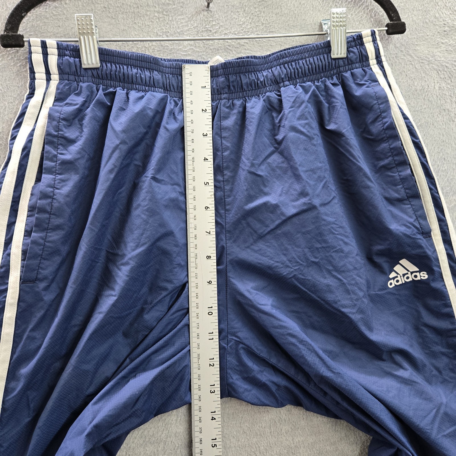 Adidas Men Activewear Pants M Blue Nylon Polyester Embroidered Track