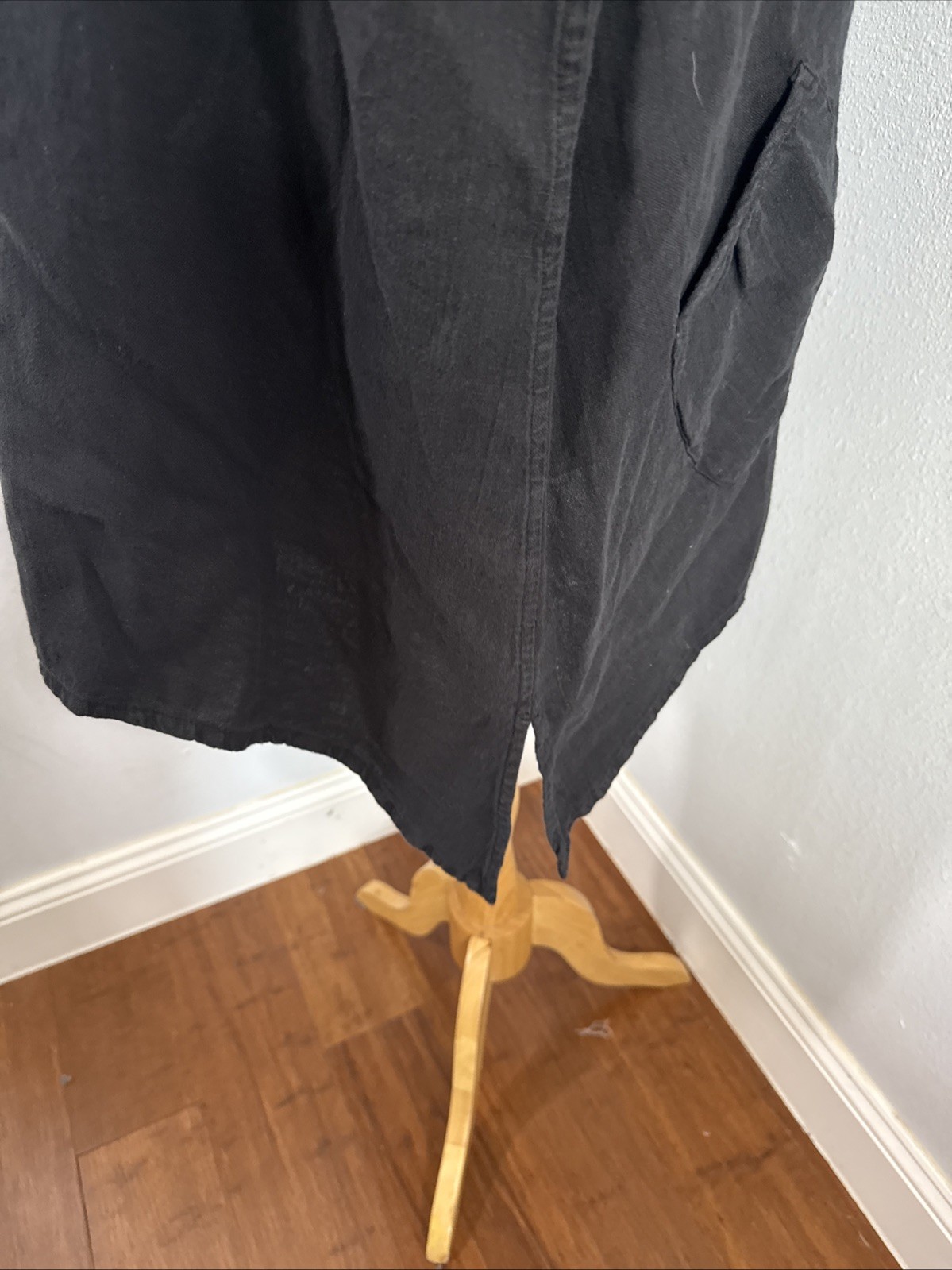 Kasbah Top Womens 28/30 Black Linen V Neck Oversize Asmy Lagenlook Beachy
